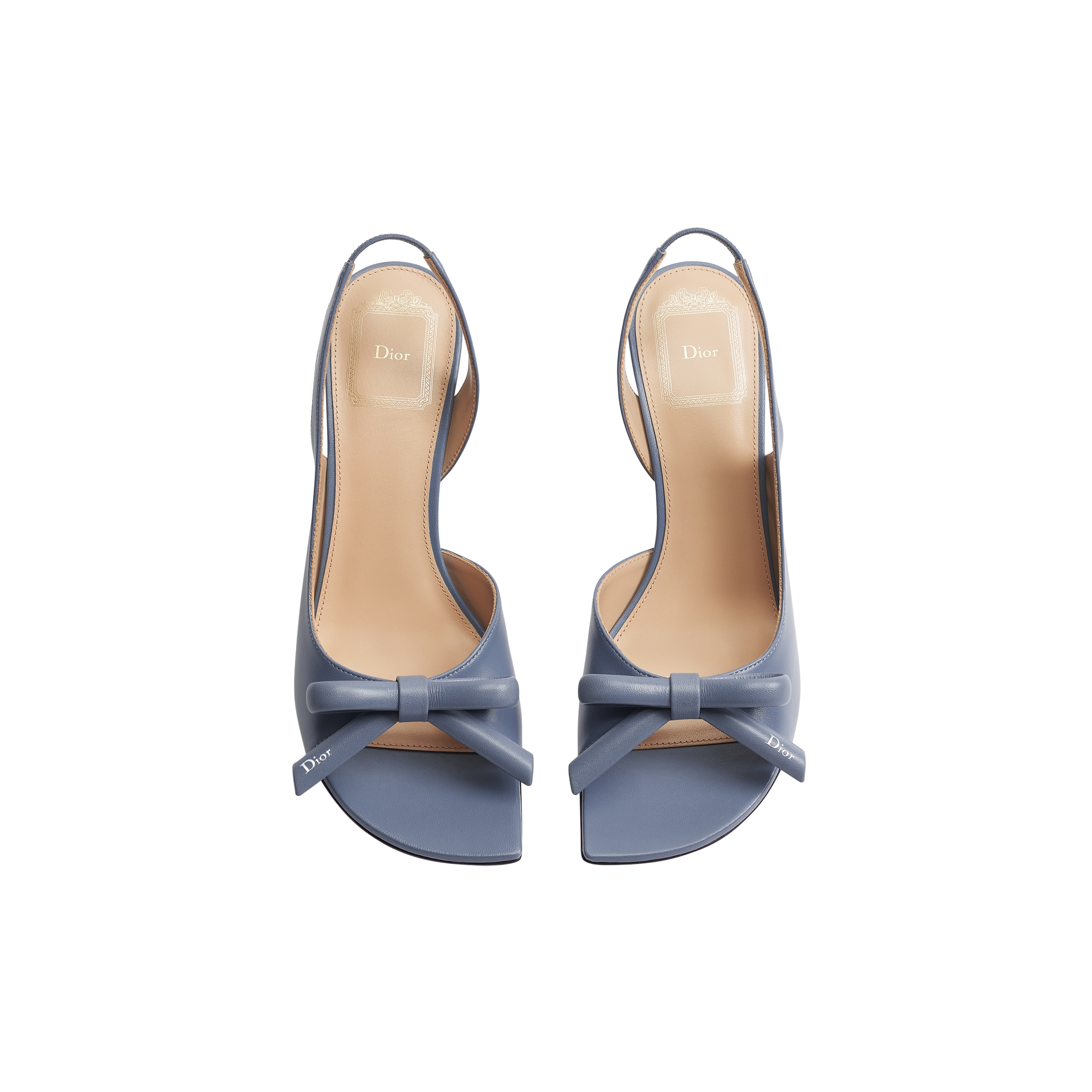 Dior Bow Heeled Slingback Sandal Denim Blue Lambskin E06