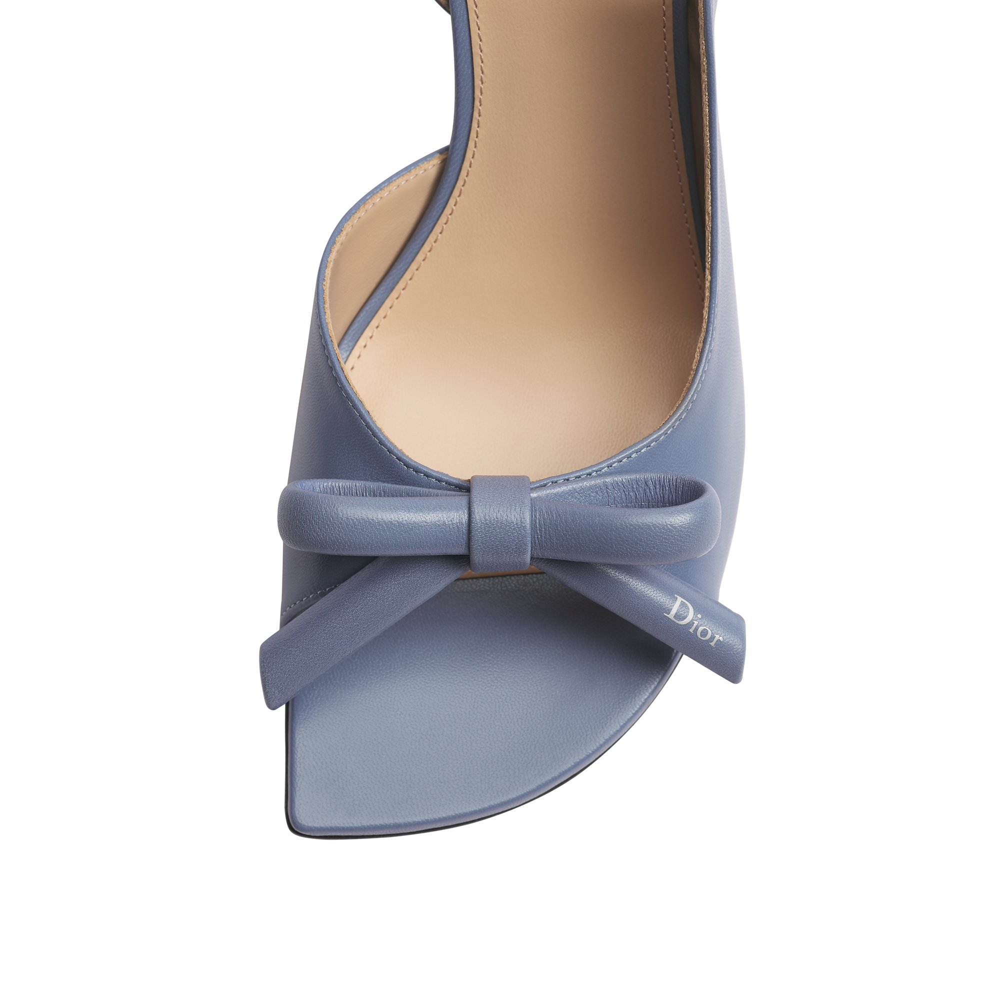 Dior Bow Heeled Slingback Sandal Denim Blue Lambskin E09