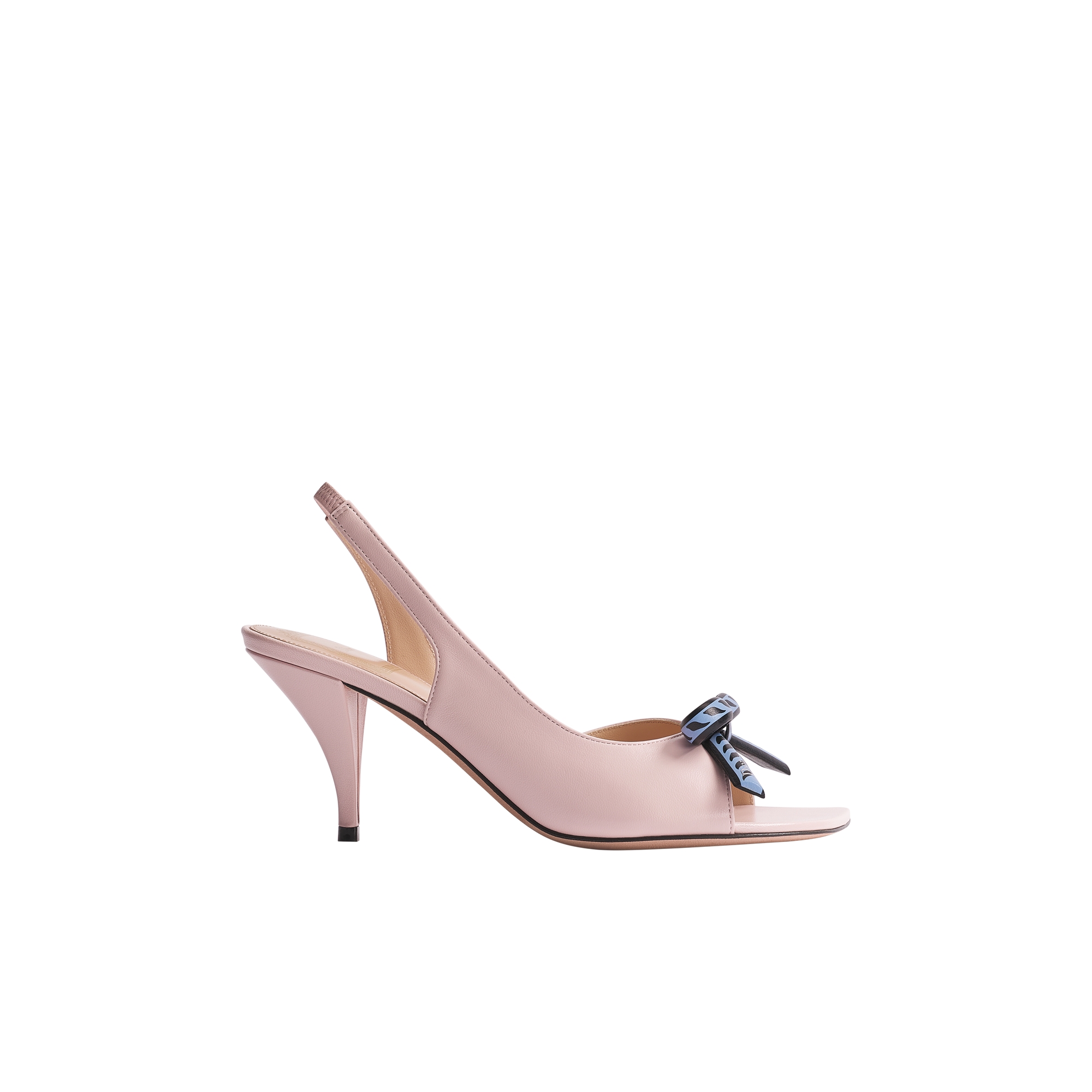 Dior Qixi Dior Bow Heeled Slingback Sandal Dragée Pink Lambskin E02