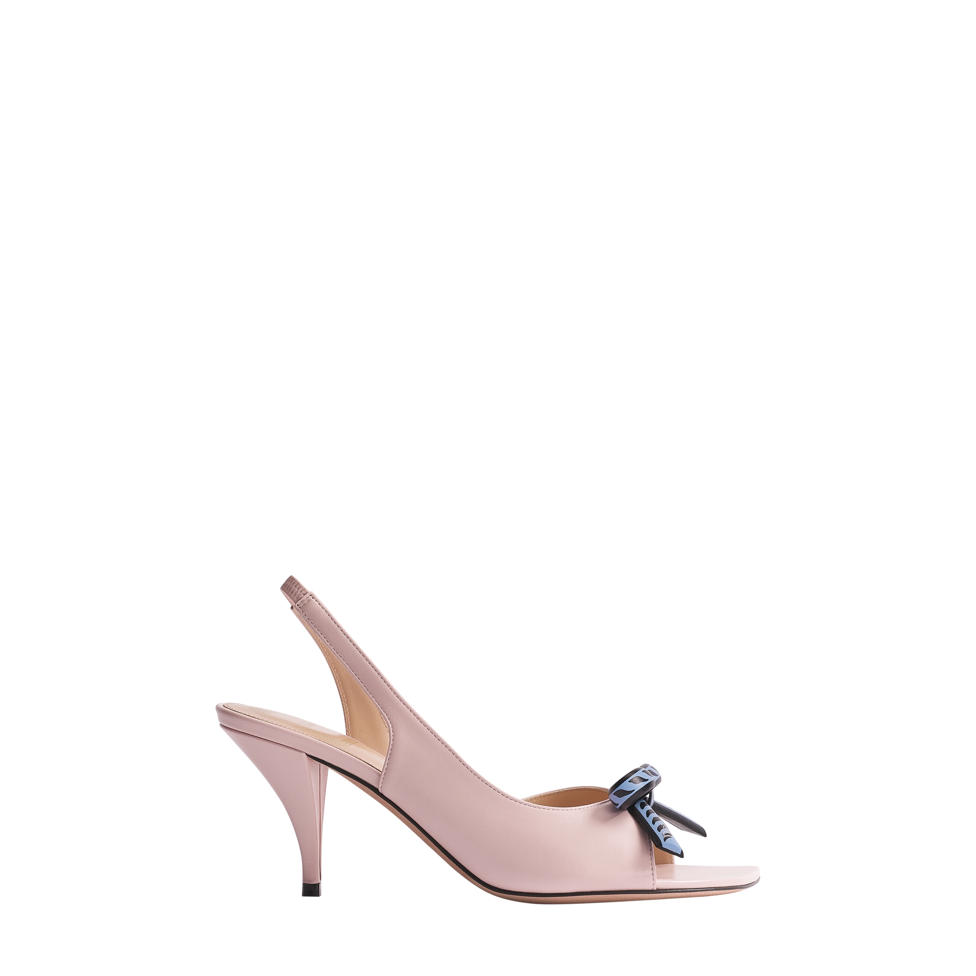 Dior Qixi Dior Bow Heeled Slingback Sandal Dragée Pink Lambskin E02