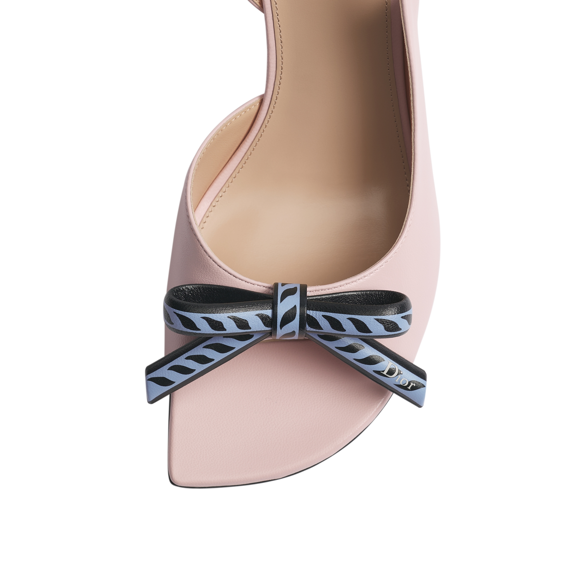Dior Qixi Dior Bow Heeled Slingback Sandal Dragée Pink Lambskin E09