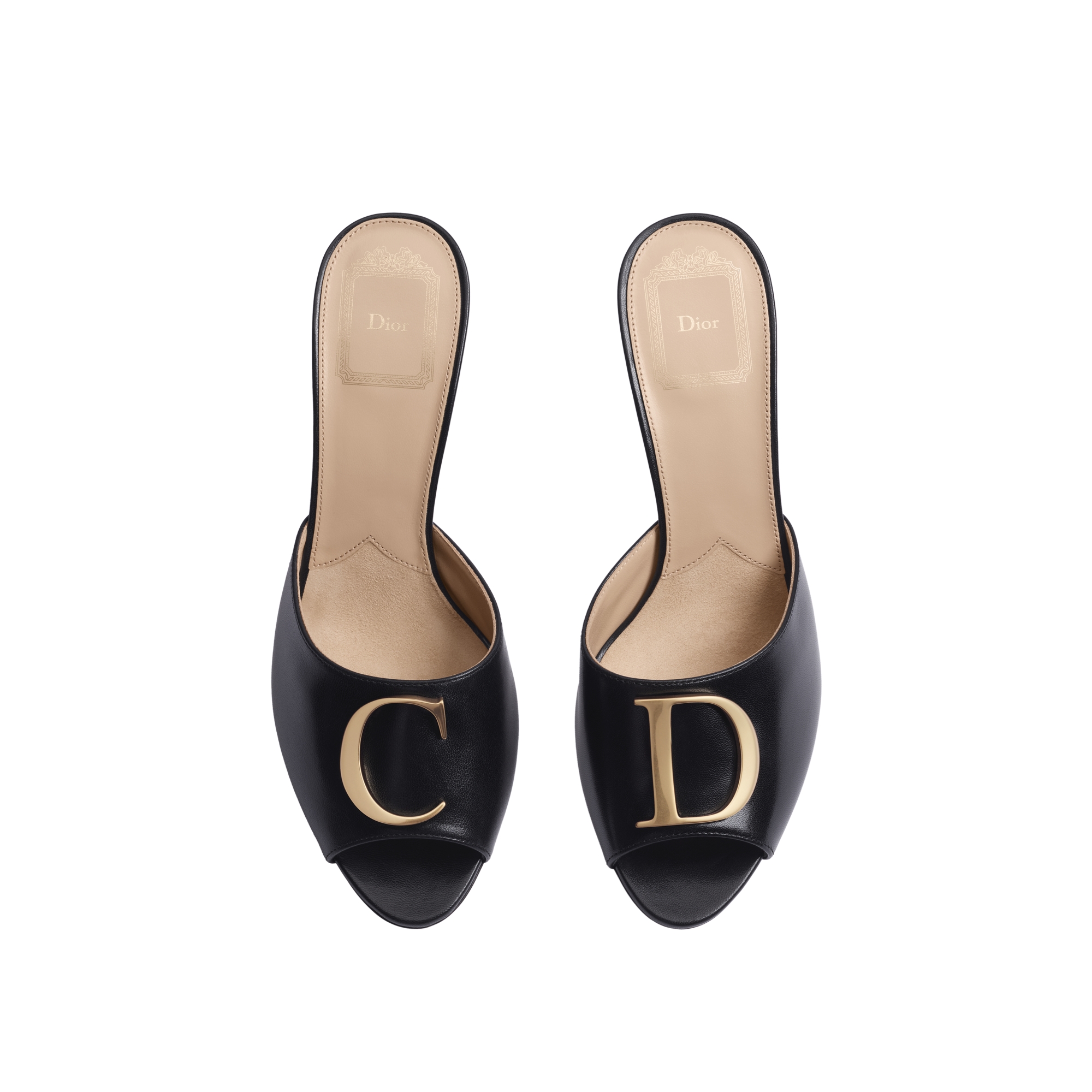 Dior Initials Heeled Slide Black Lambskin E06