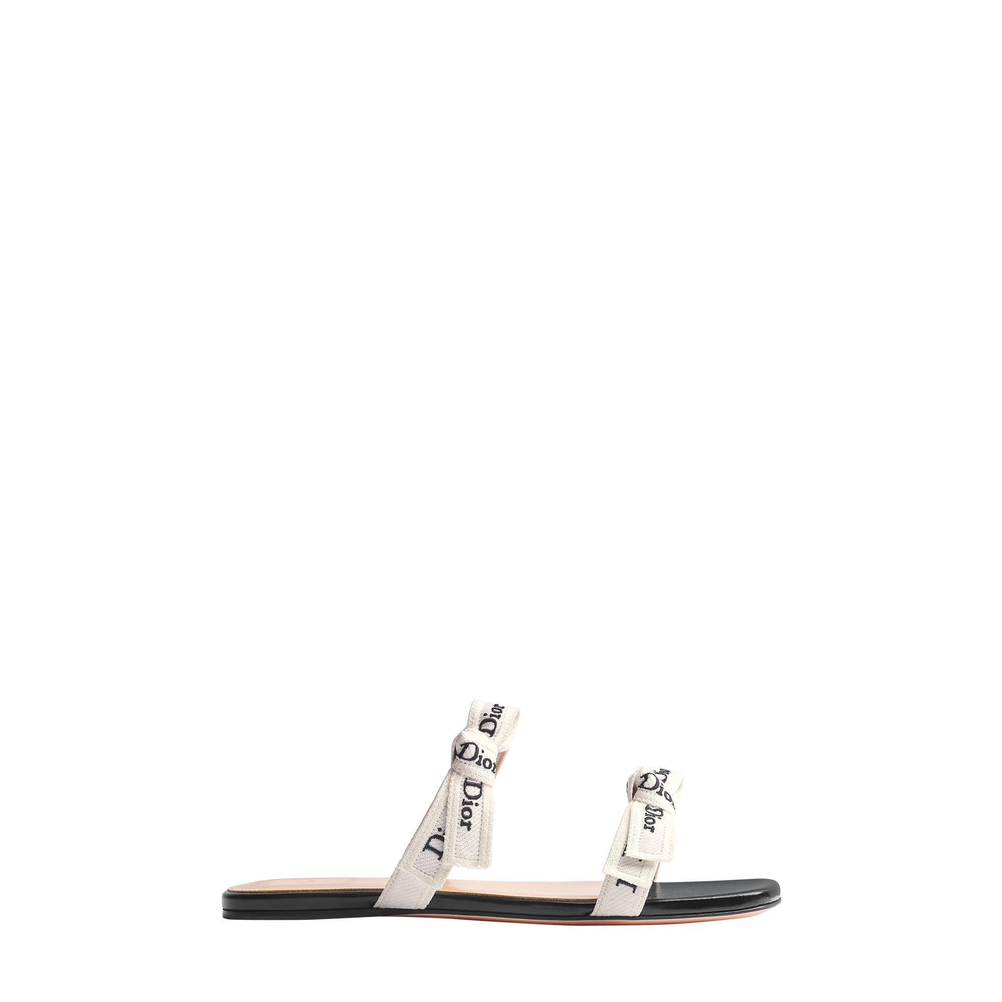 J'Adior Sandal with Straps White Embroidered Cotton and Black Lambskin E02