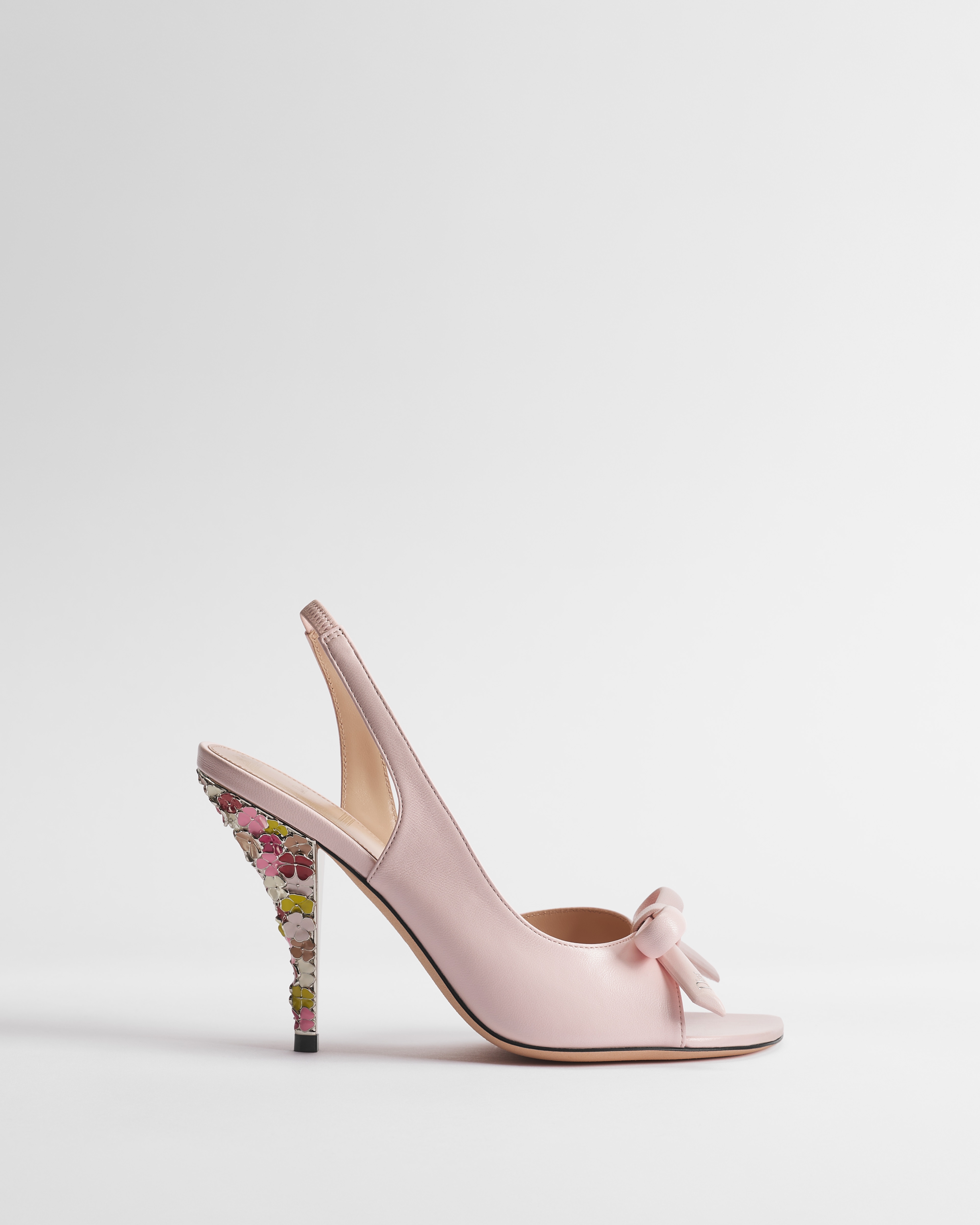 Dior Bow Heeled Slingback Sandal Soupir Pink Lambskin E02
