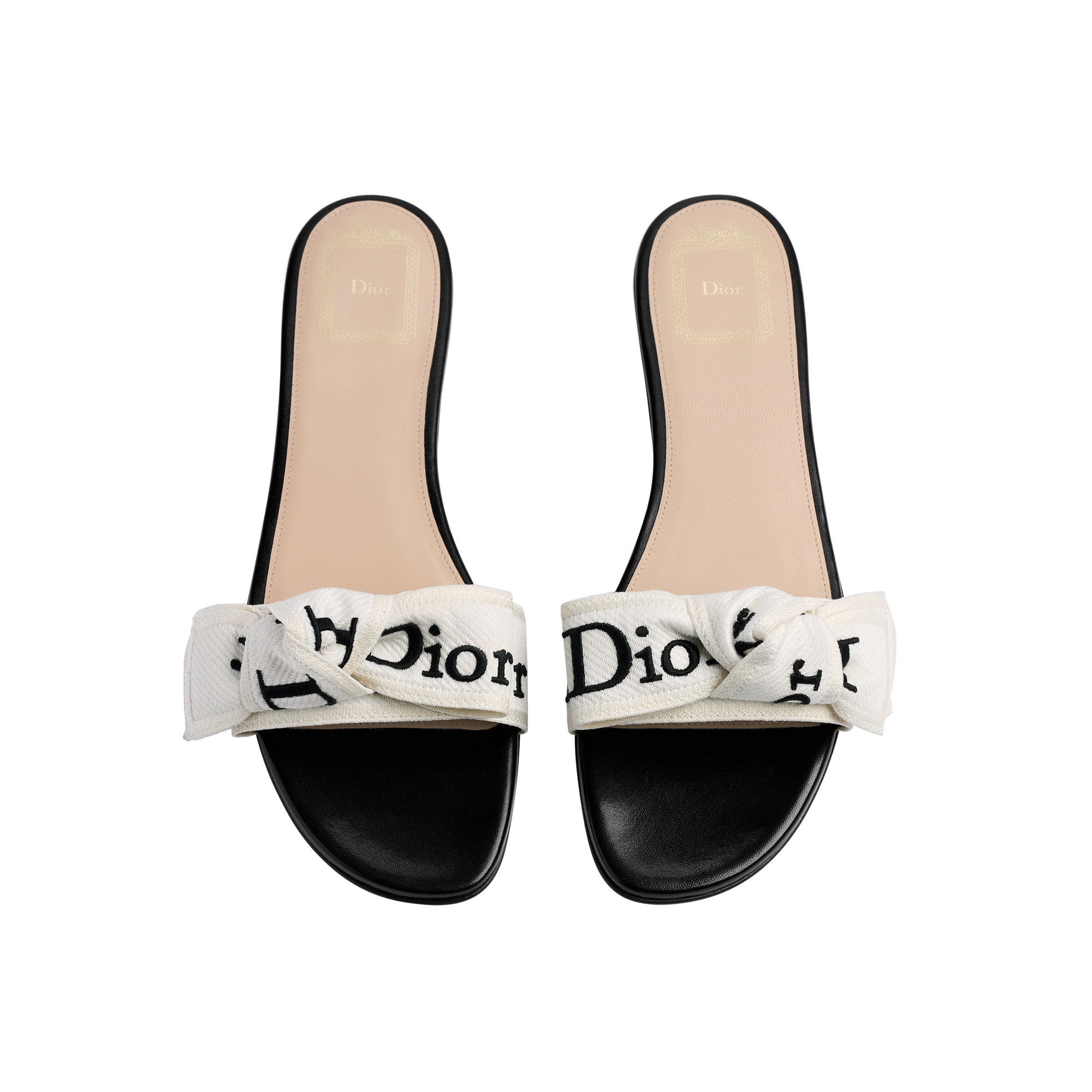 J'Adior Slide Black Embroidered Cotton E06