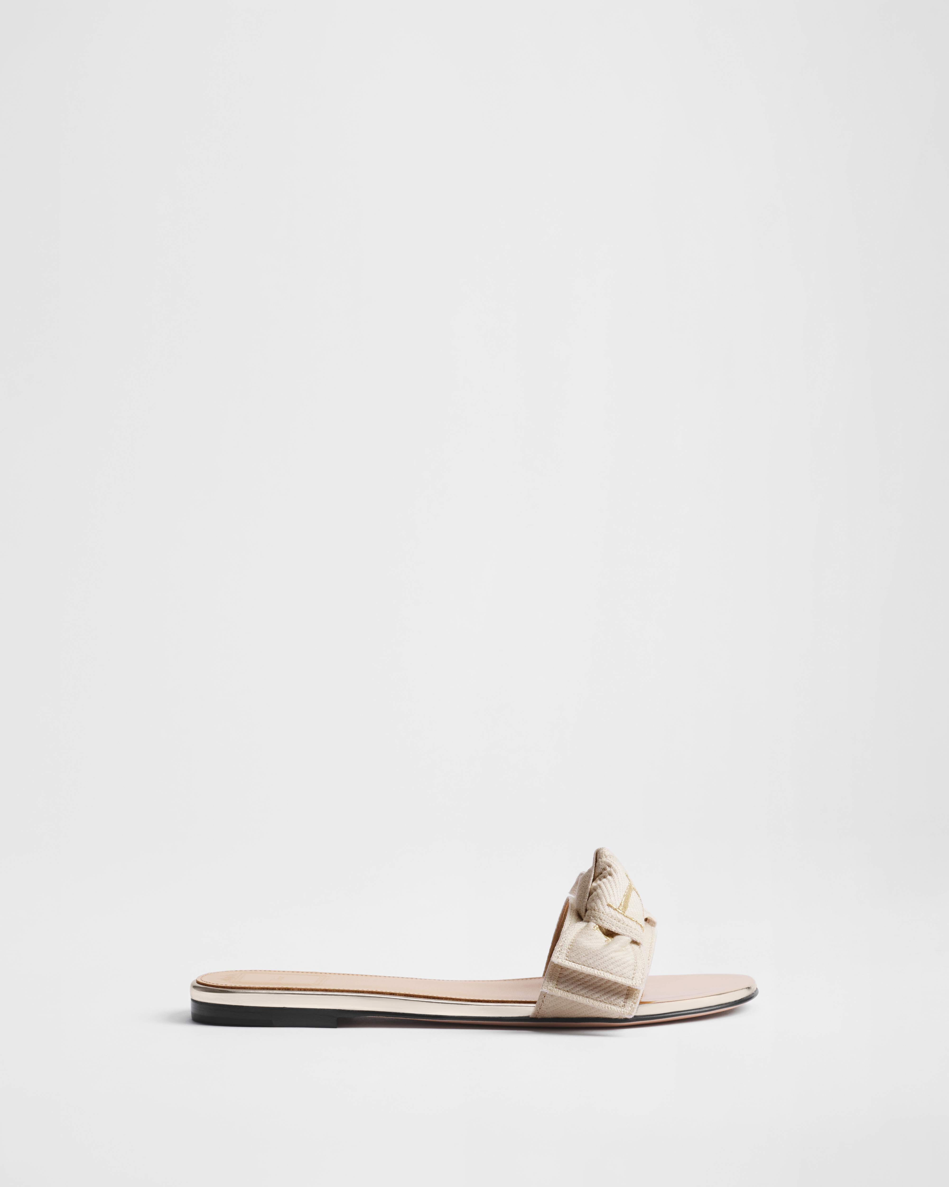 J'Adior Slide Gold-Tone Embroidered Cotton with Gold-Tone and Ecru Metallic Thread E02