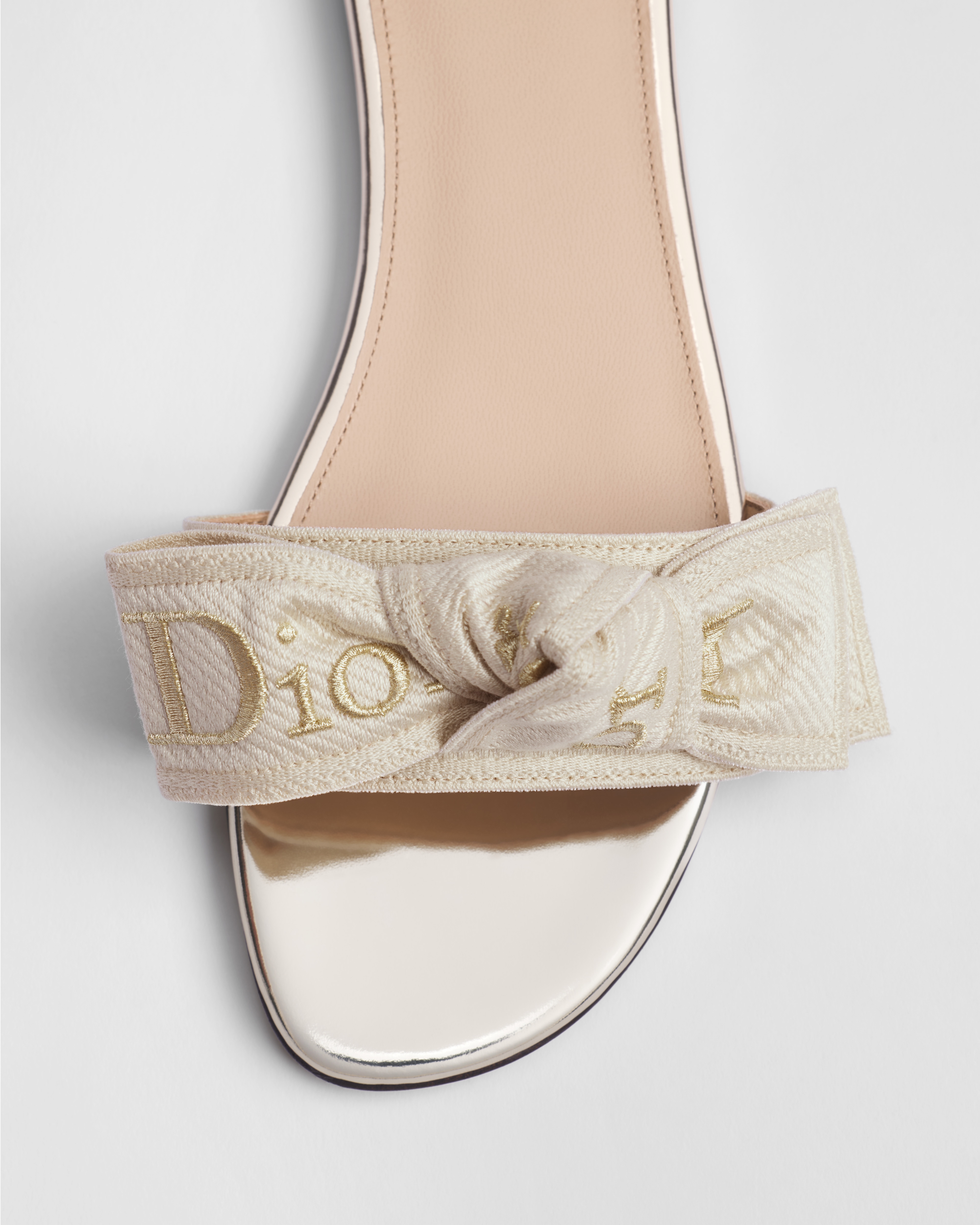 J'Adior Slide Gold-Tone Embroidered Cotton with Gold-Tone and Ecru Metallic Thread E10
