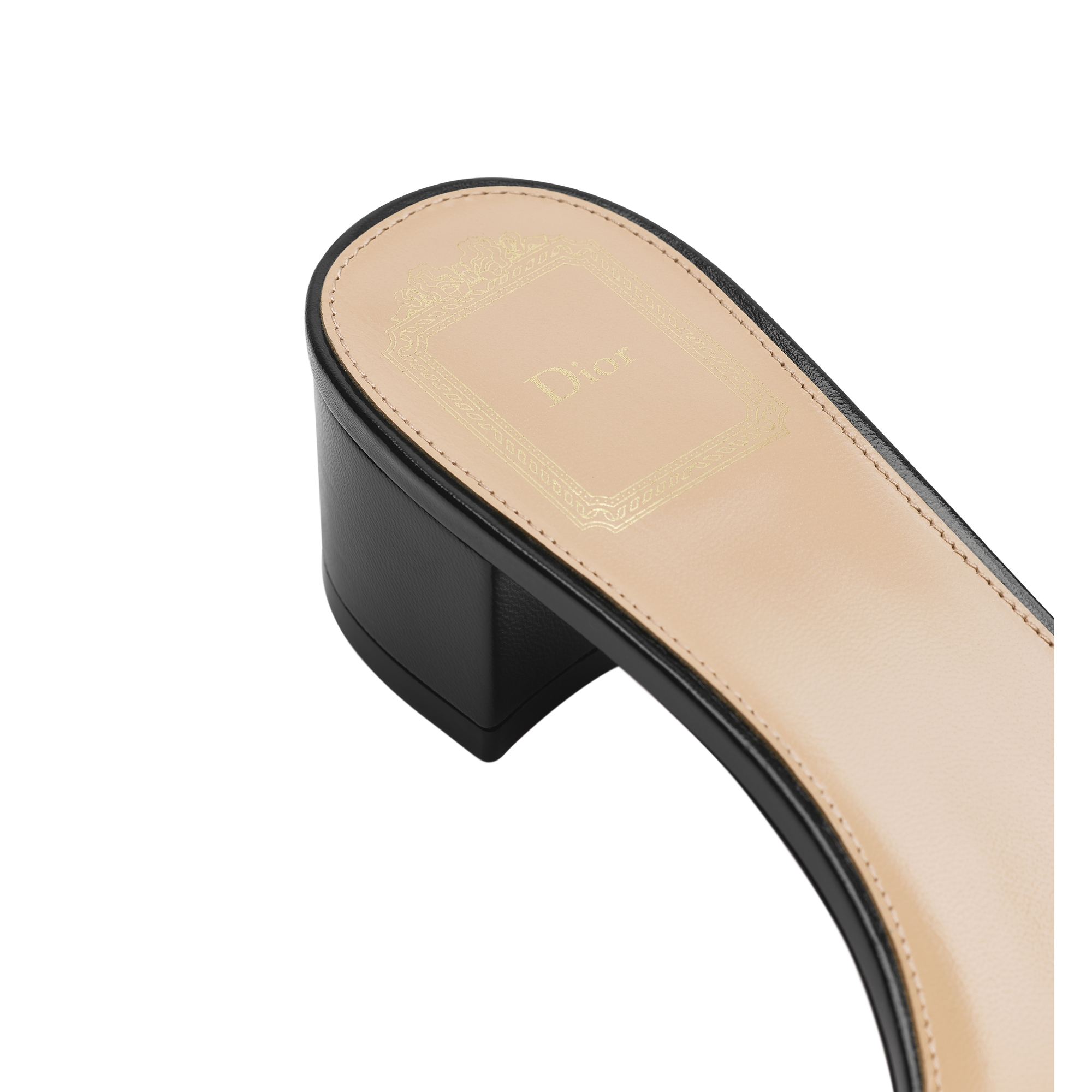 J'Adior Heeled Slide Black Embroidered Cotton E09