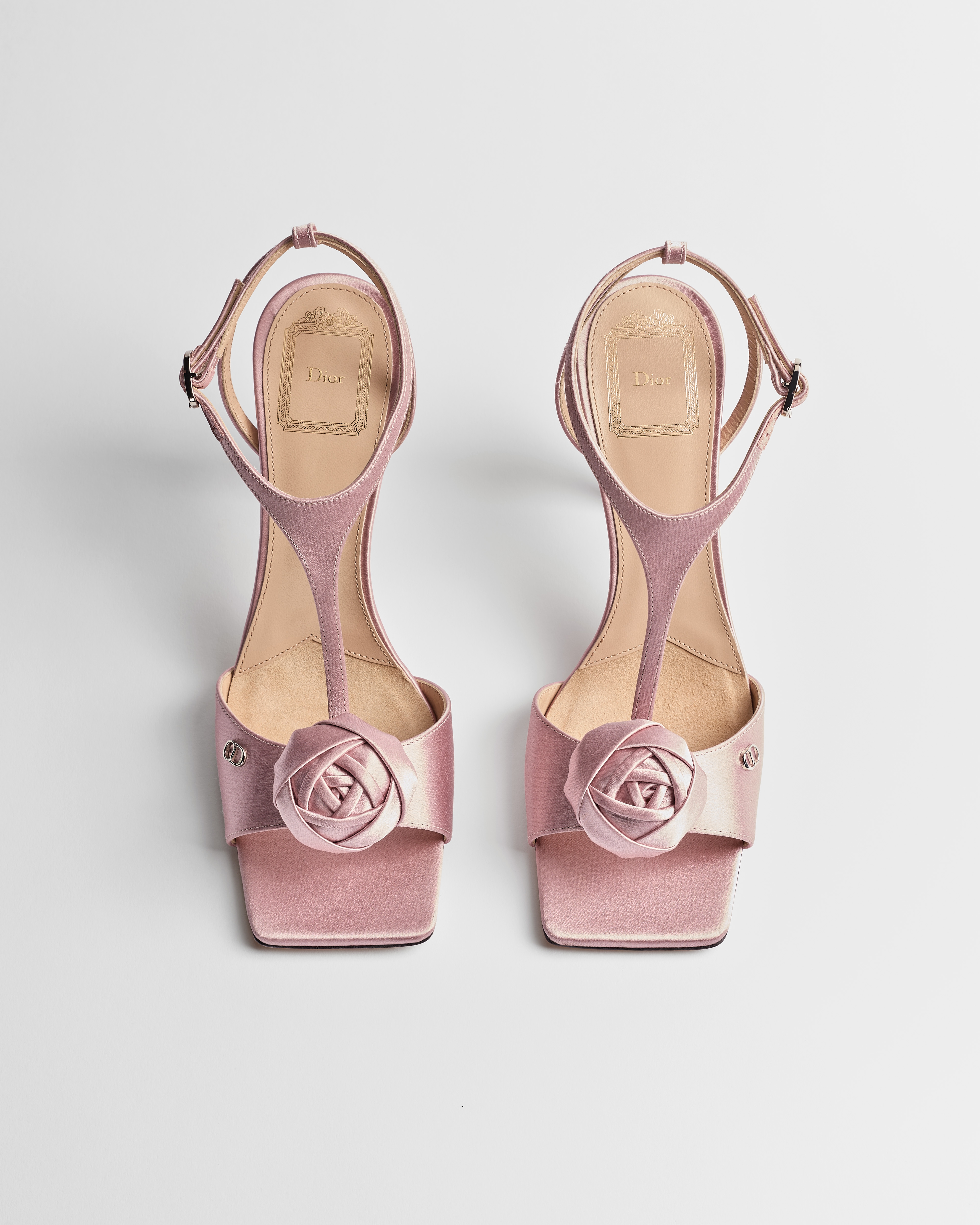 Dior サテン リボン ビジュー ミュール ピンク　35 DIOR | Dior Rose ヒールサンダル サテン