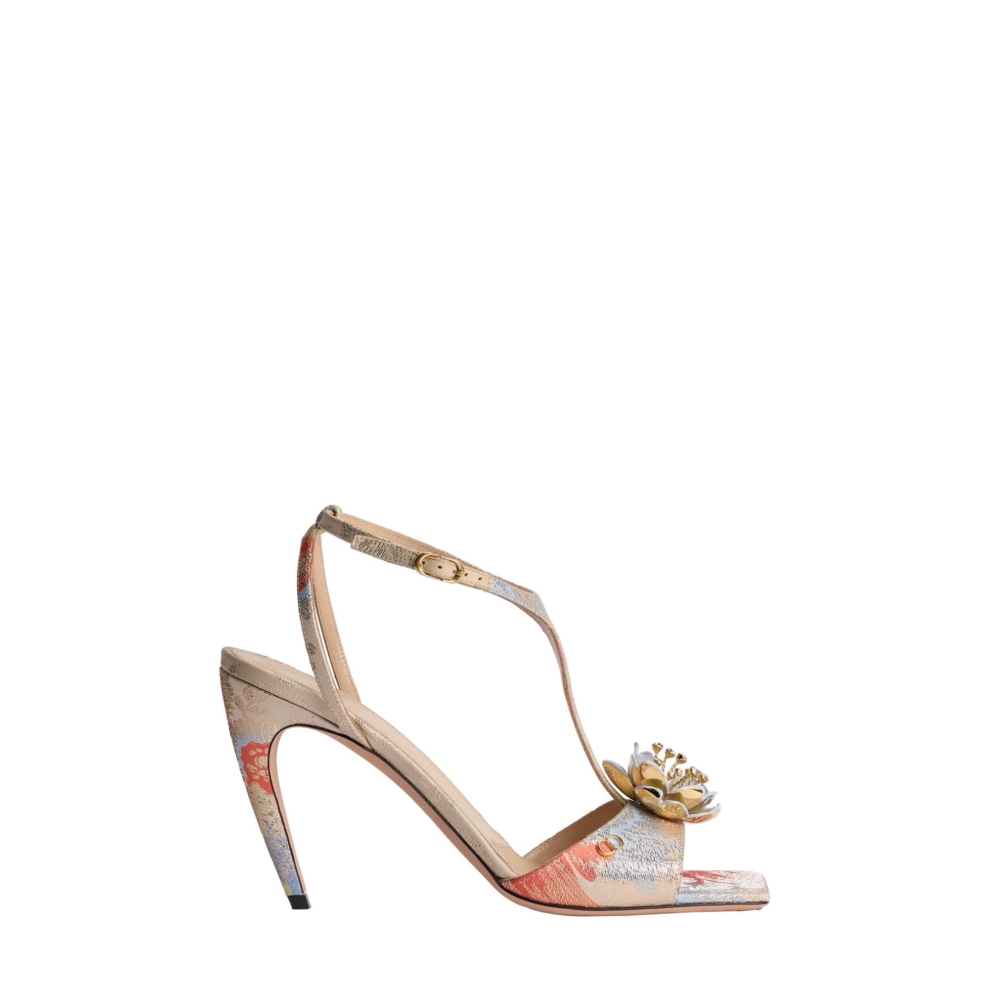 Dior Flora Heeled Sandal Multicolor Dior Byzance Garden Metallic Jacquard E02