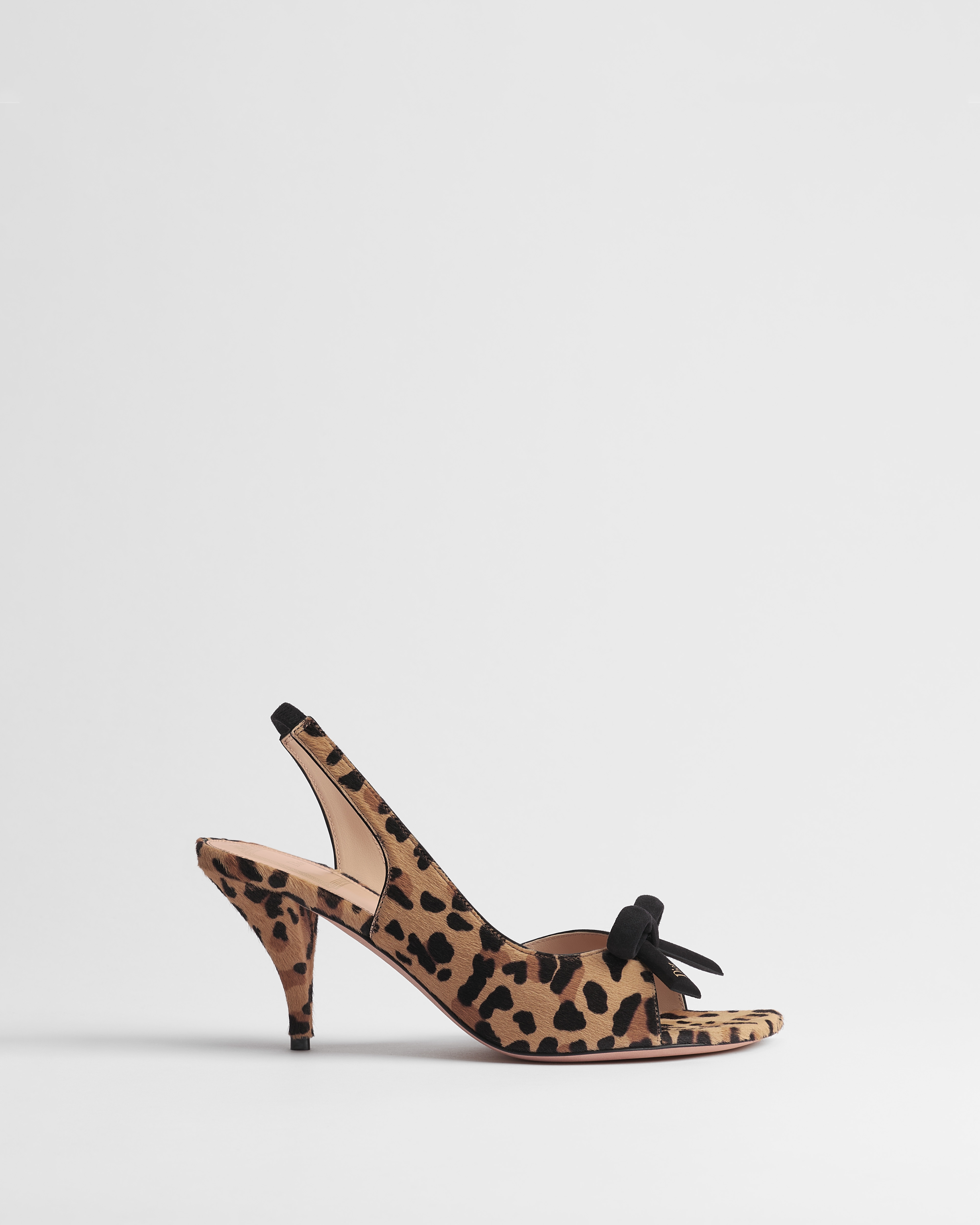 Dior Bow Heeled Slingback Sandal Black and Natural Mizza Pony-Hair Calfskin E02