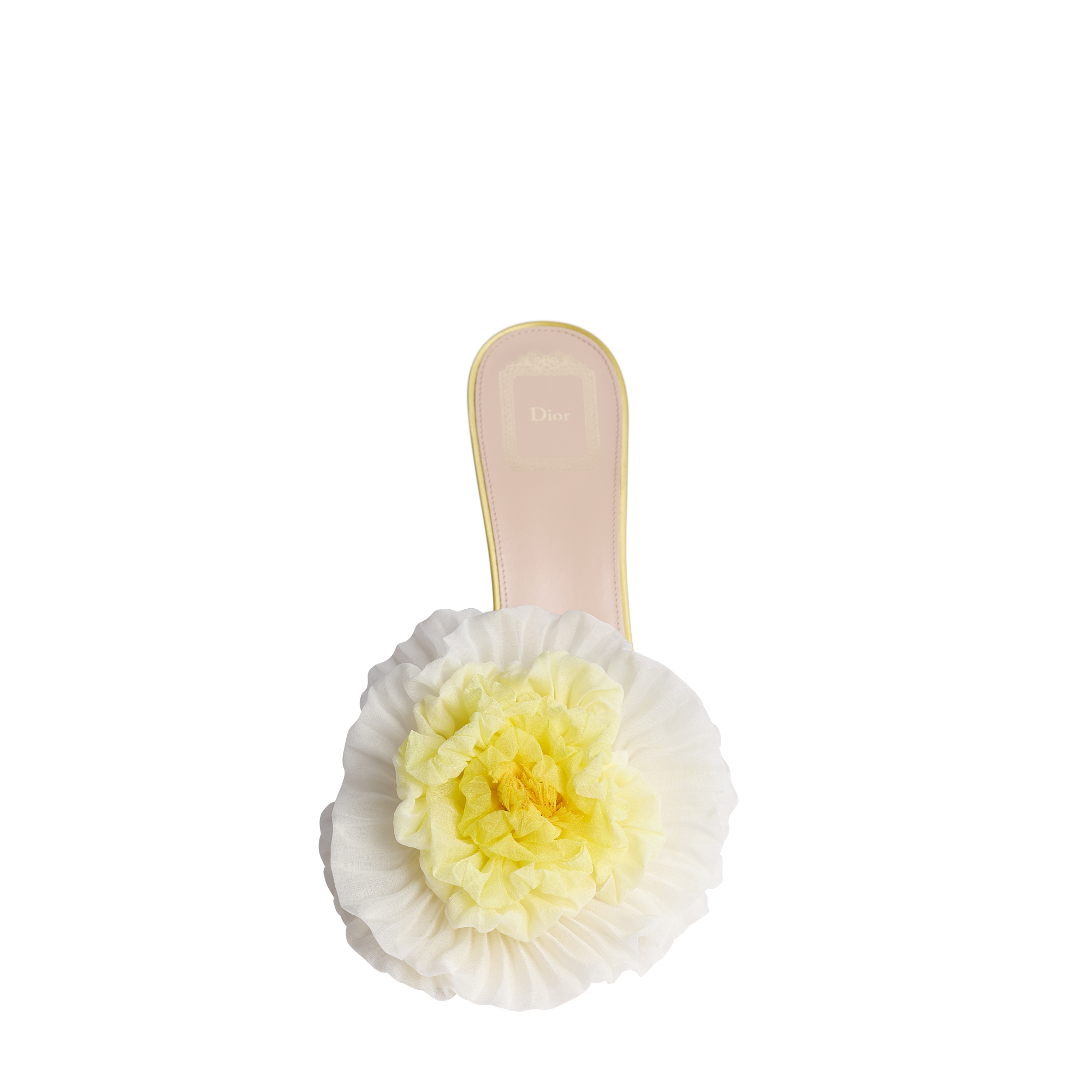 Dior Bouquet Heeled Slide Pastel Yellow Satin E10