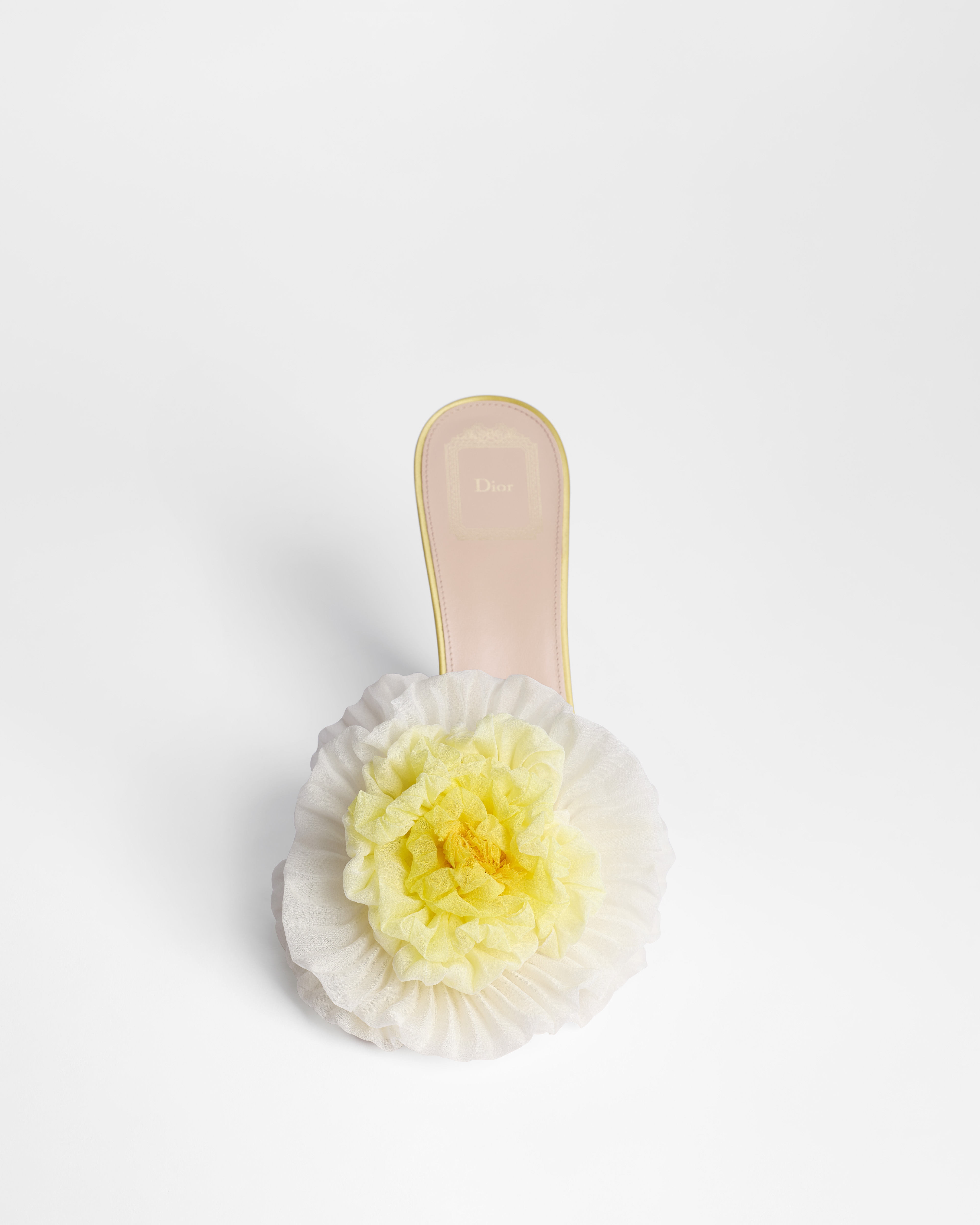 Dior Bouquet Heeled Slide Pastel Yellow Satin E10
