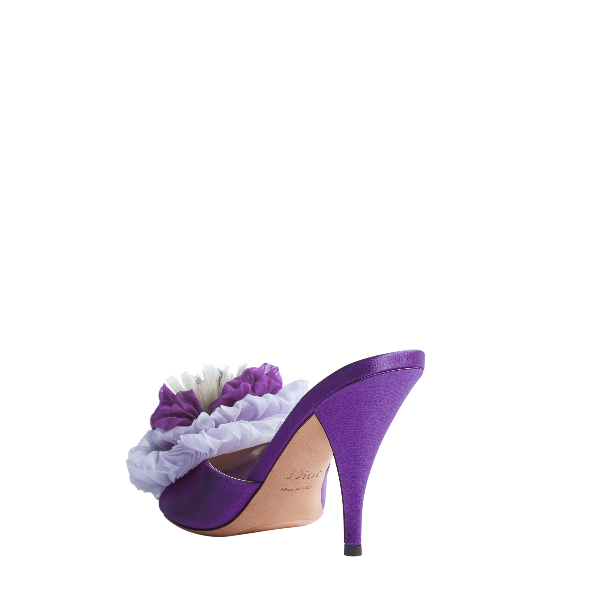 Dior Bouquet Heeled Slide Purple Satin E05
