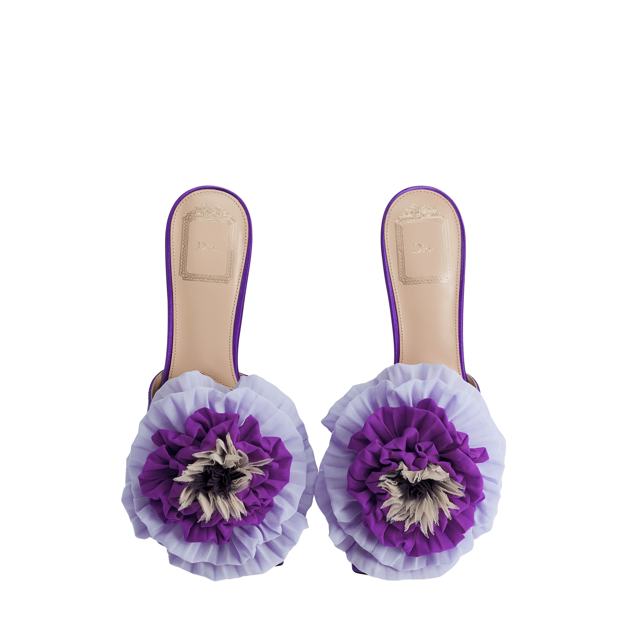 Dior Bouquet Heeled Slide Purple Satin E06