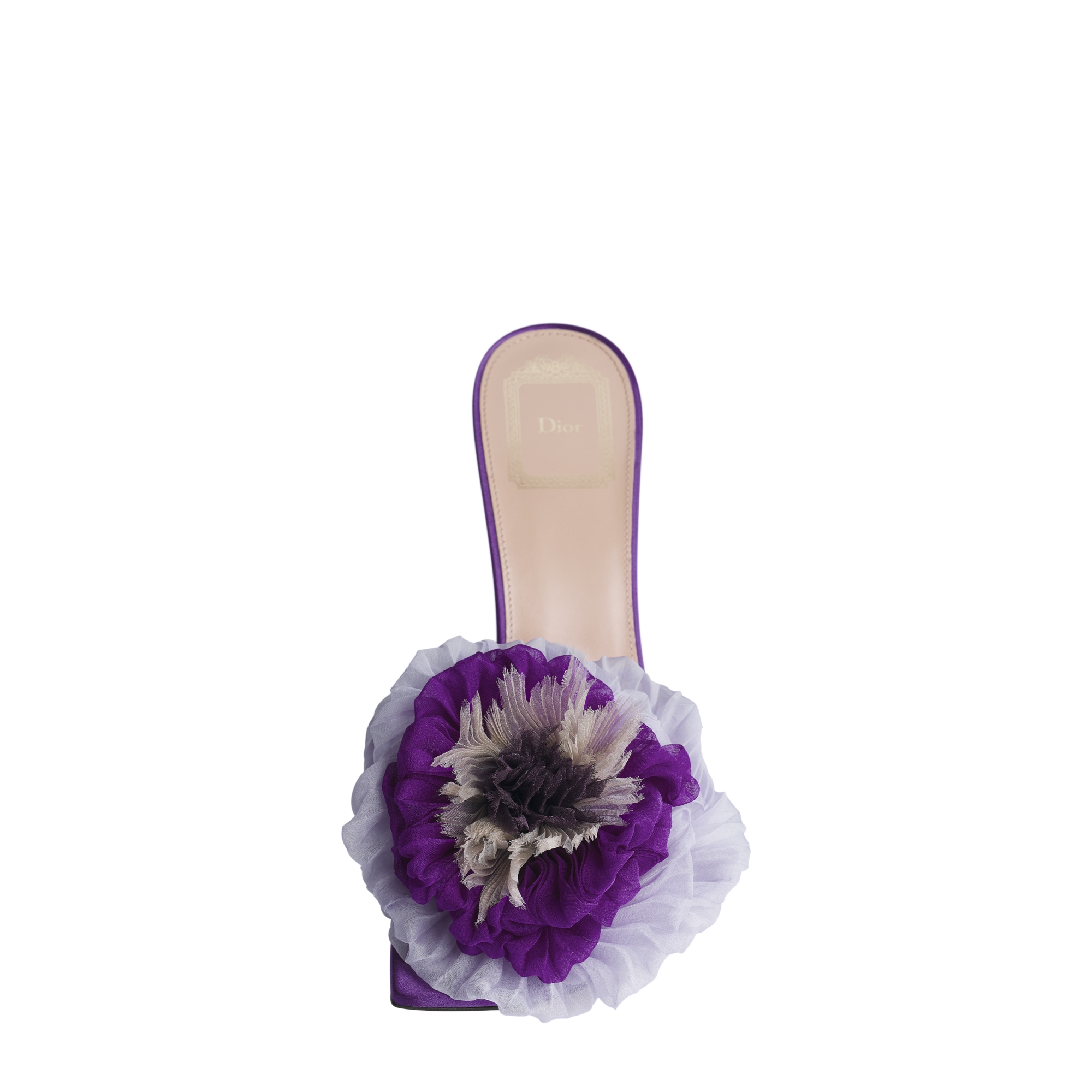 Dior Bouquet Heeled Slide Purple Satin E10