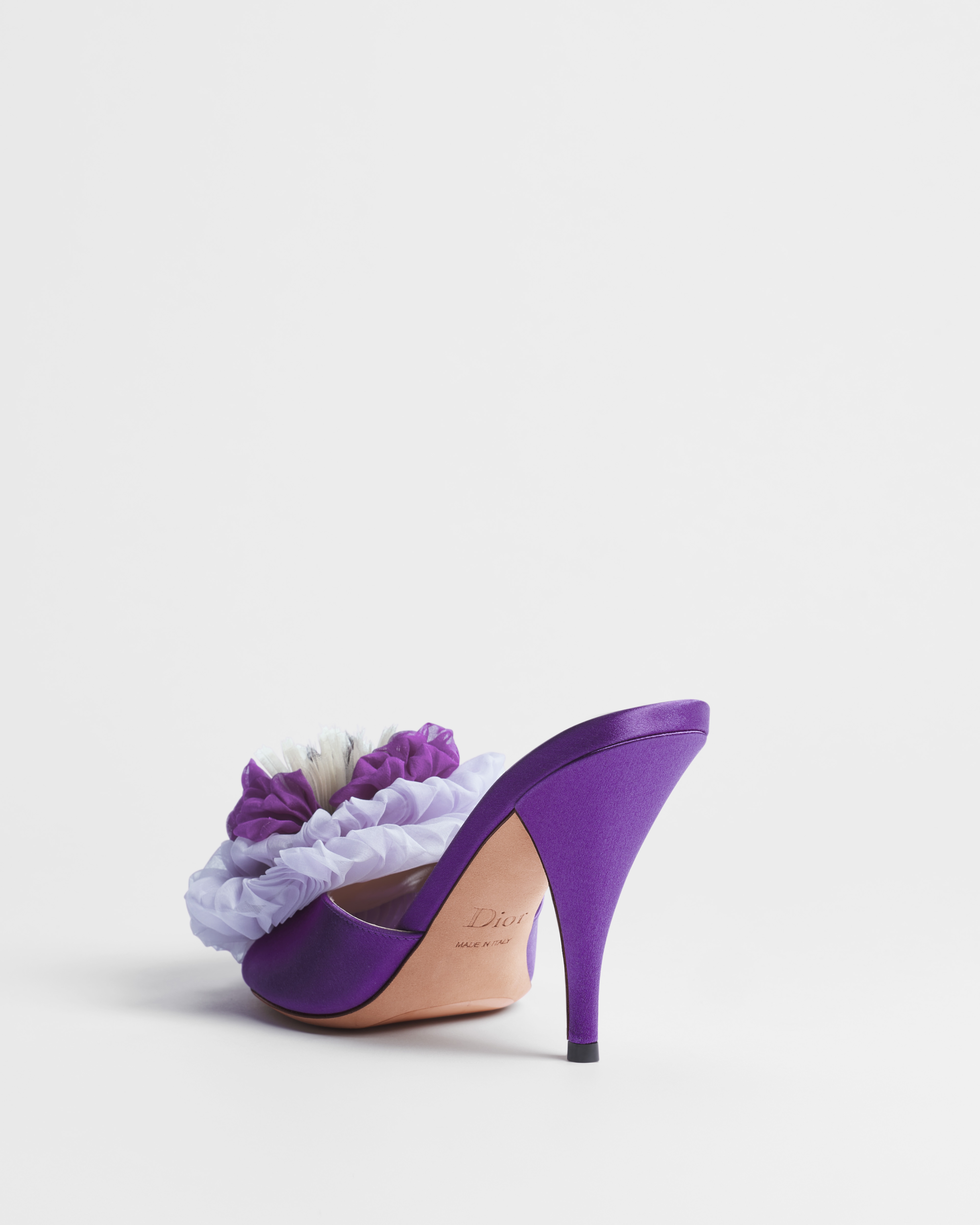 Dior Bouquet Heeled Slide Purple Satin E05