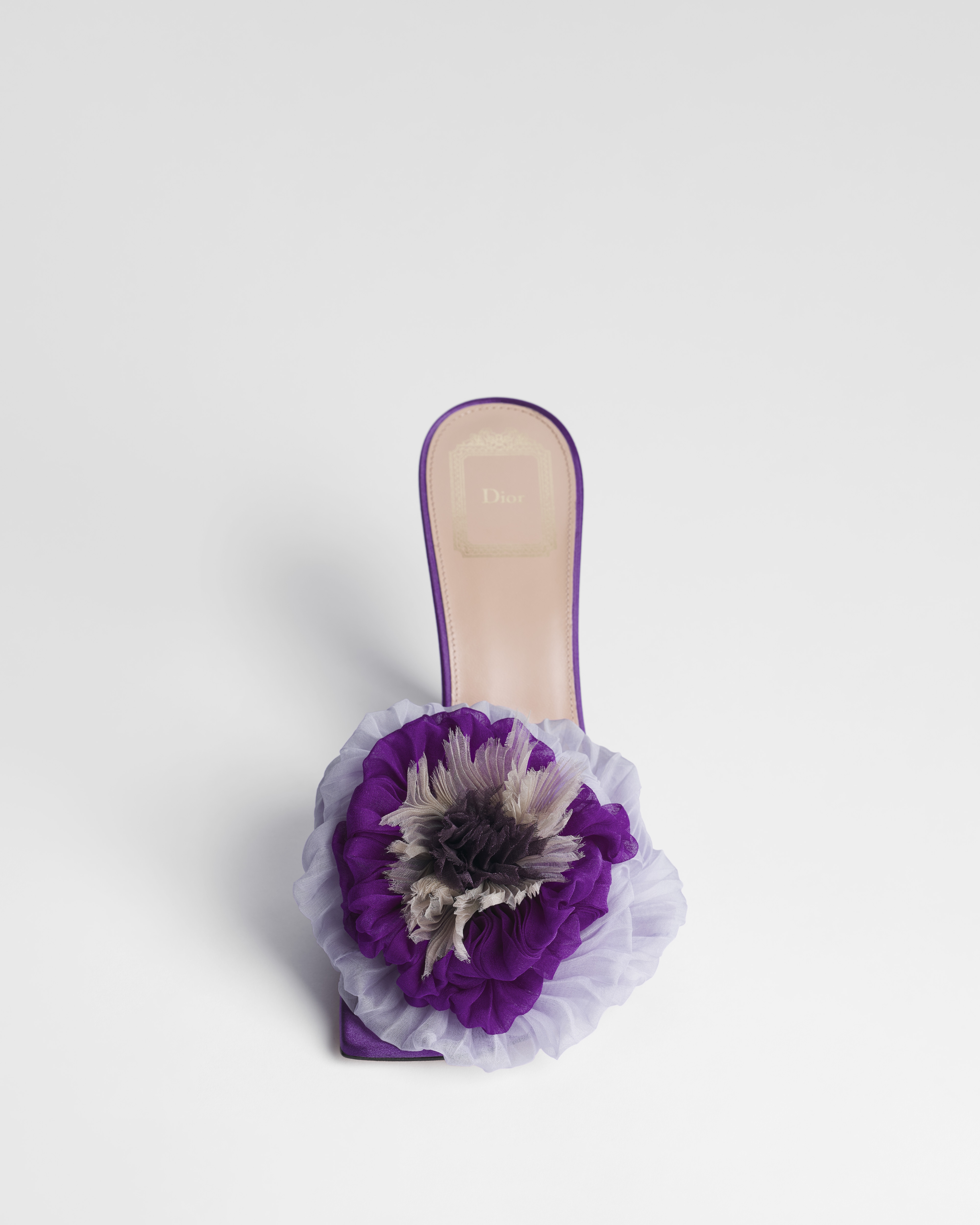 Dior Bouquet Heeled Slide Purple Satin E10