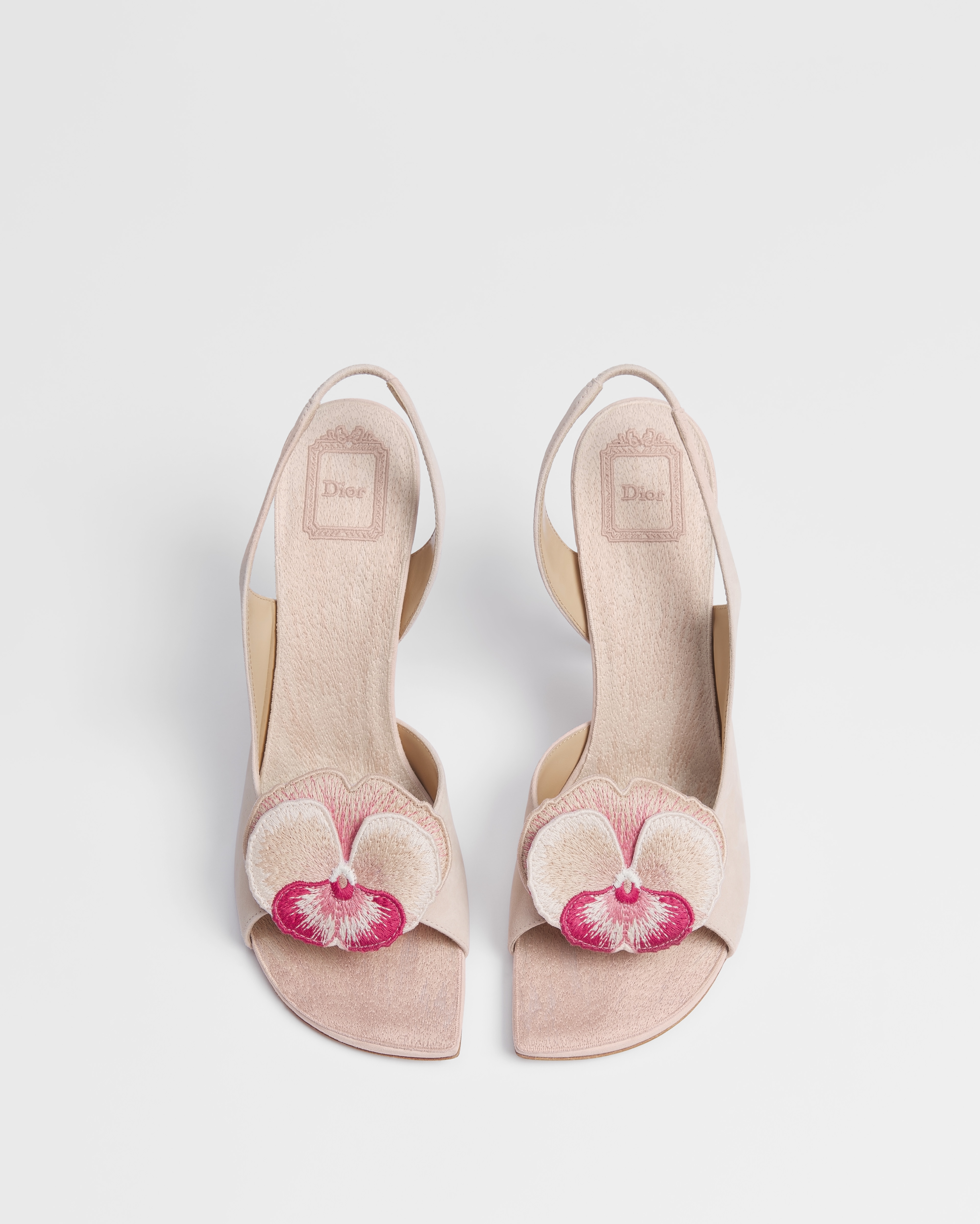 Dior Viola Heeled Slingback Sandal Rose Quartz Pink Suede Goatskin E06