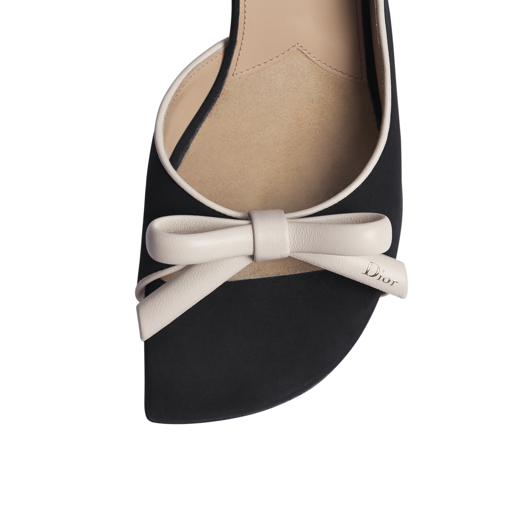 Dior Bow Heeled Slingback Sandal Black and White Supple Calfskin E10
