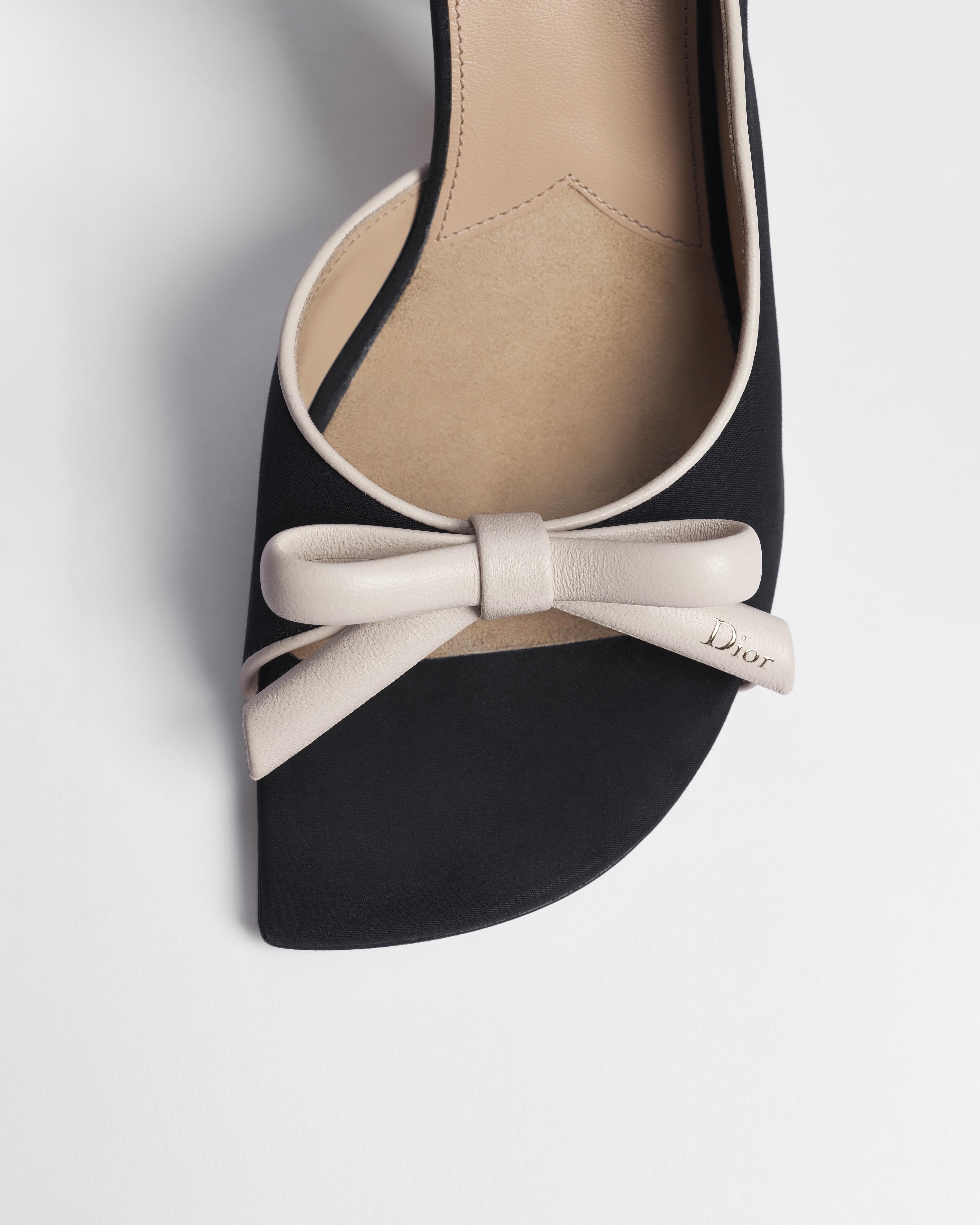 Dior Bow Heeled Slingback Sandal Black and White Supple Calfskin E10