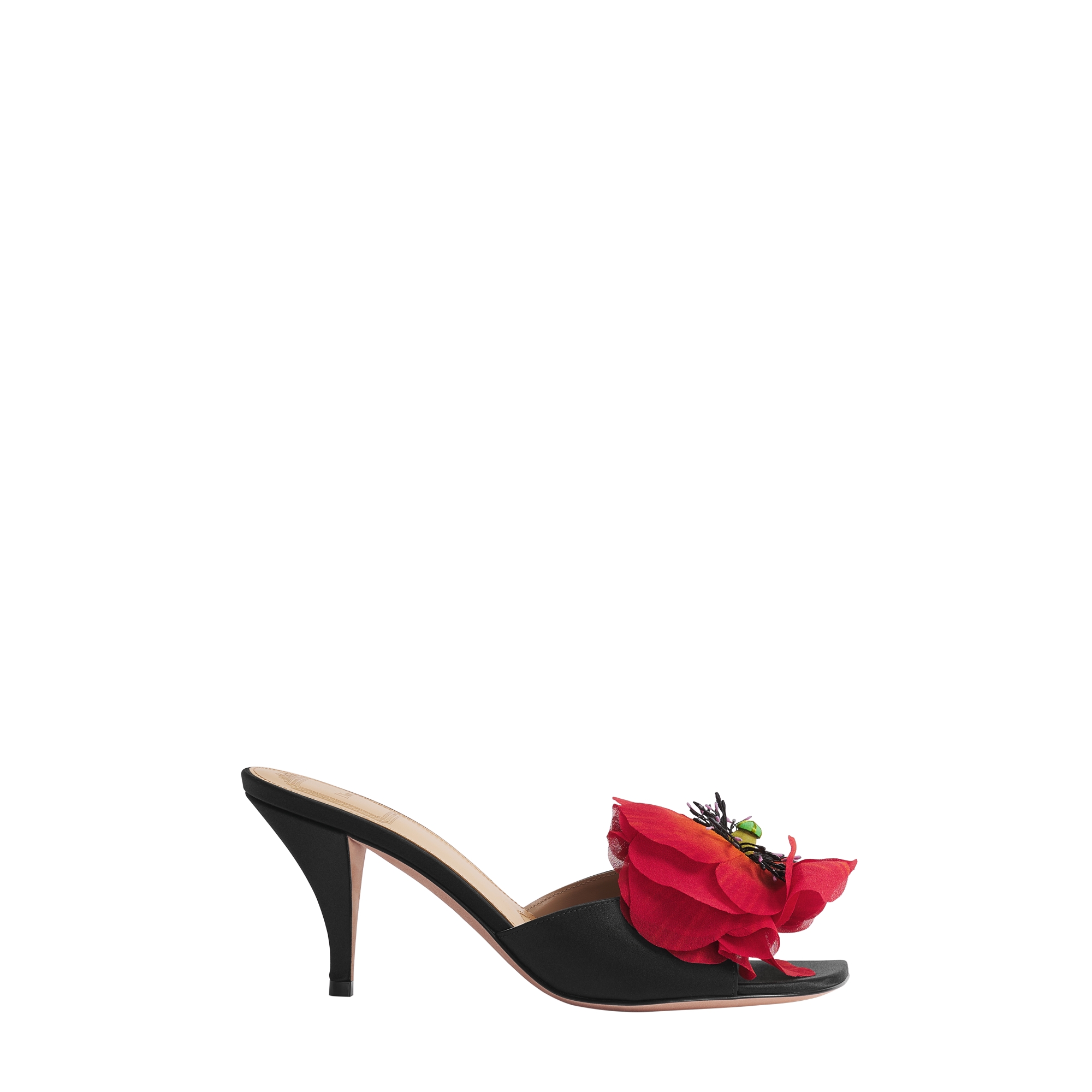Dior Poppy Heeled Slide Black Satin E02