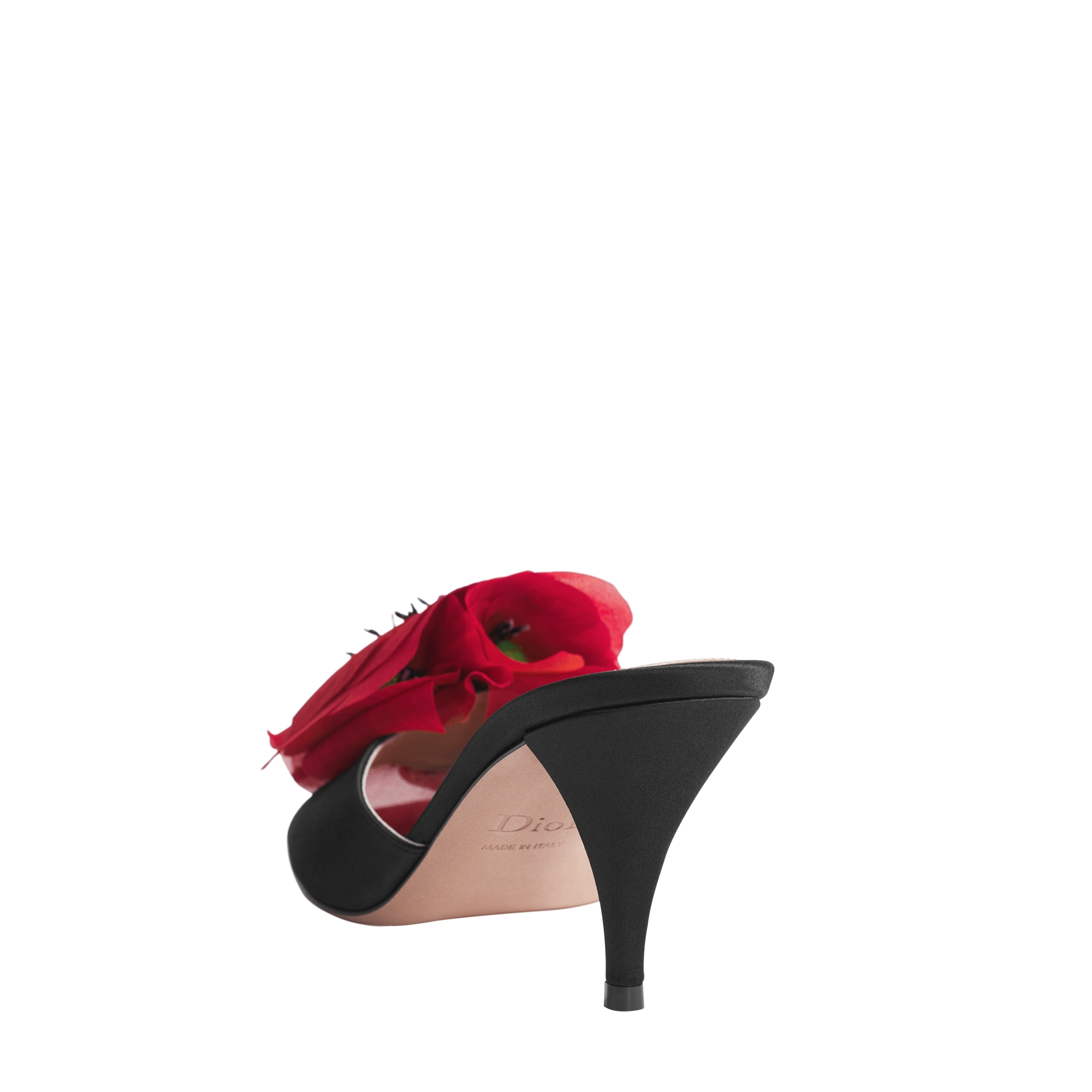 Dior Poppy Heeled Slide Black Satin E05