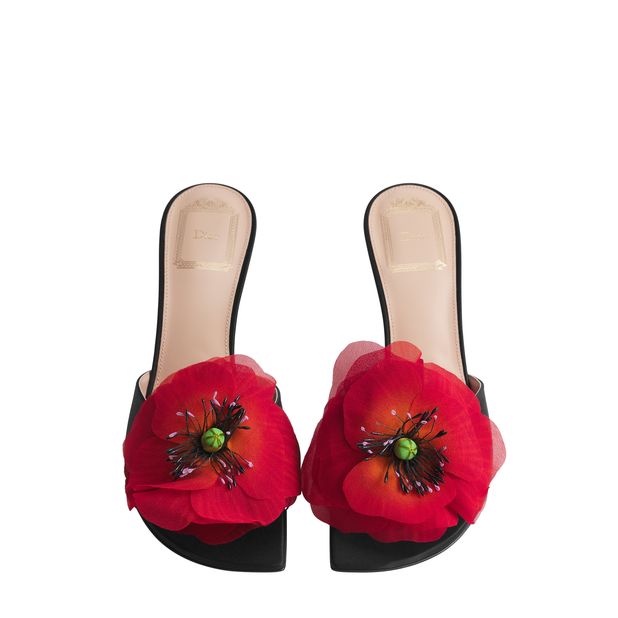 Dior Poppy Heeled Slide Black Satin E06