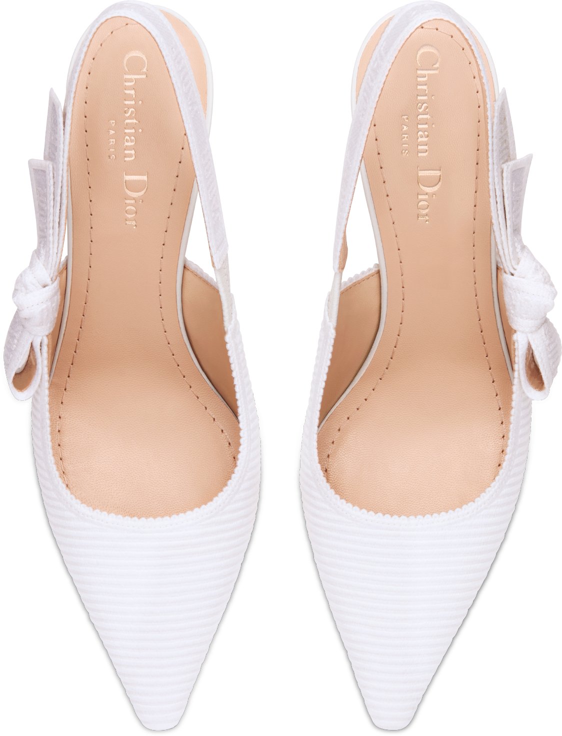 J Adior Slingback Pump White Cotton Embroidery DIOR