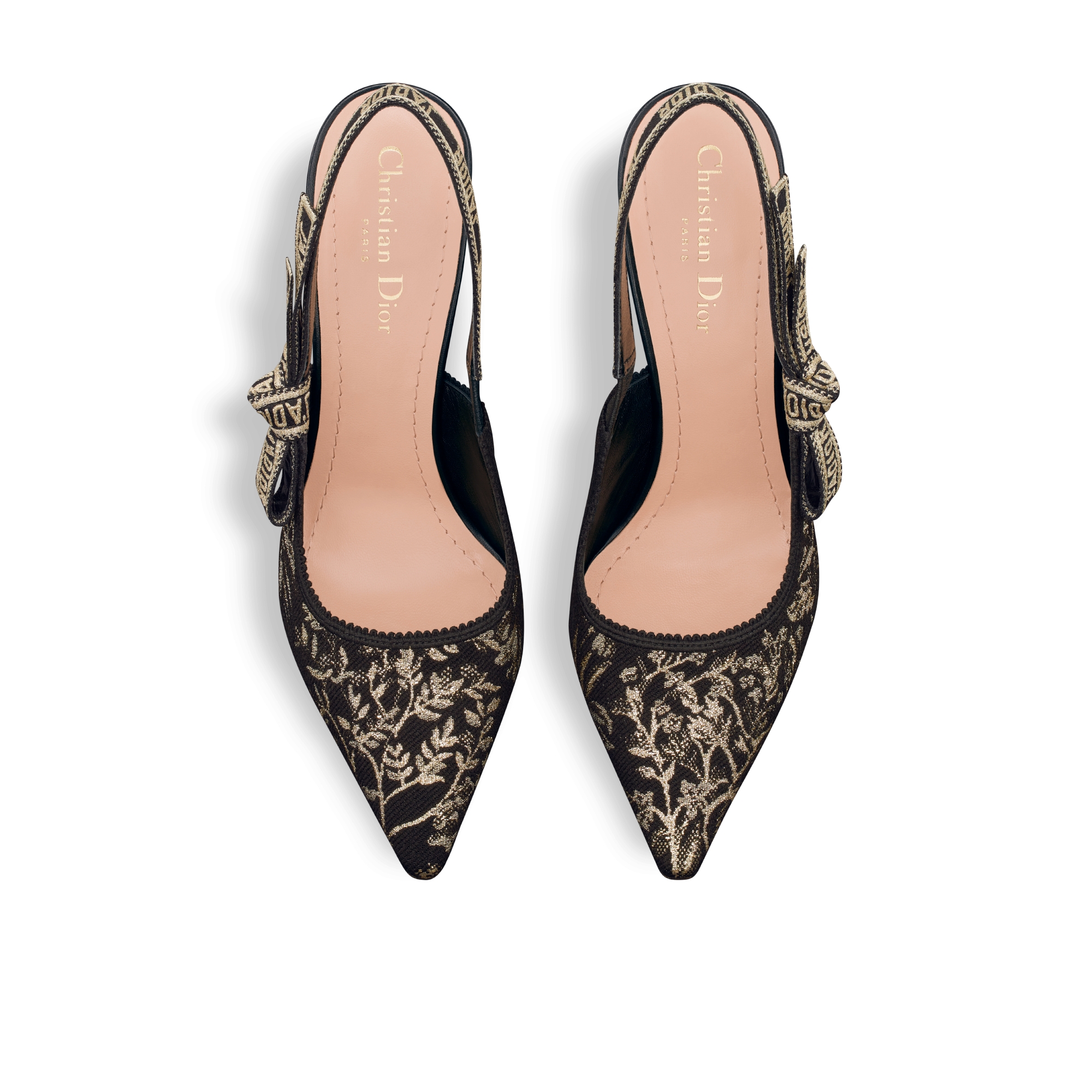 J'Adior Slingback Pump Black and Gold-Tone Millefiori