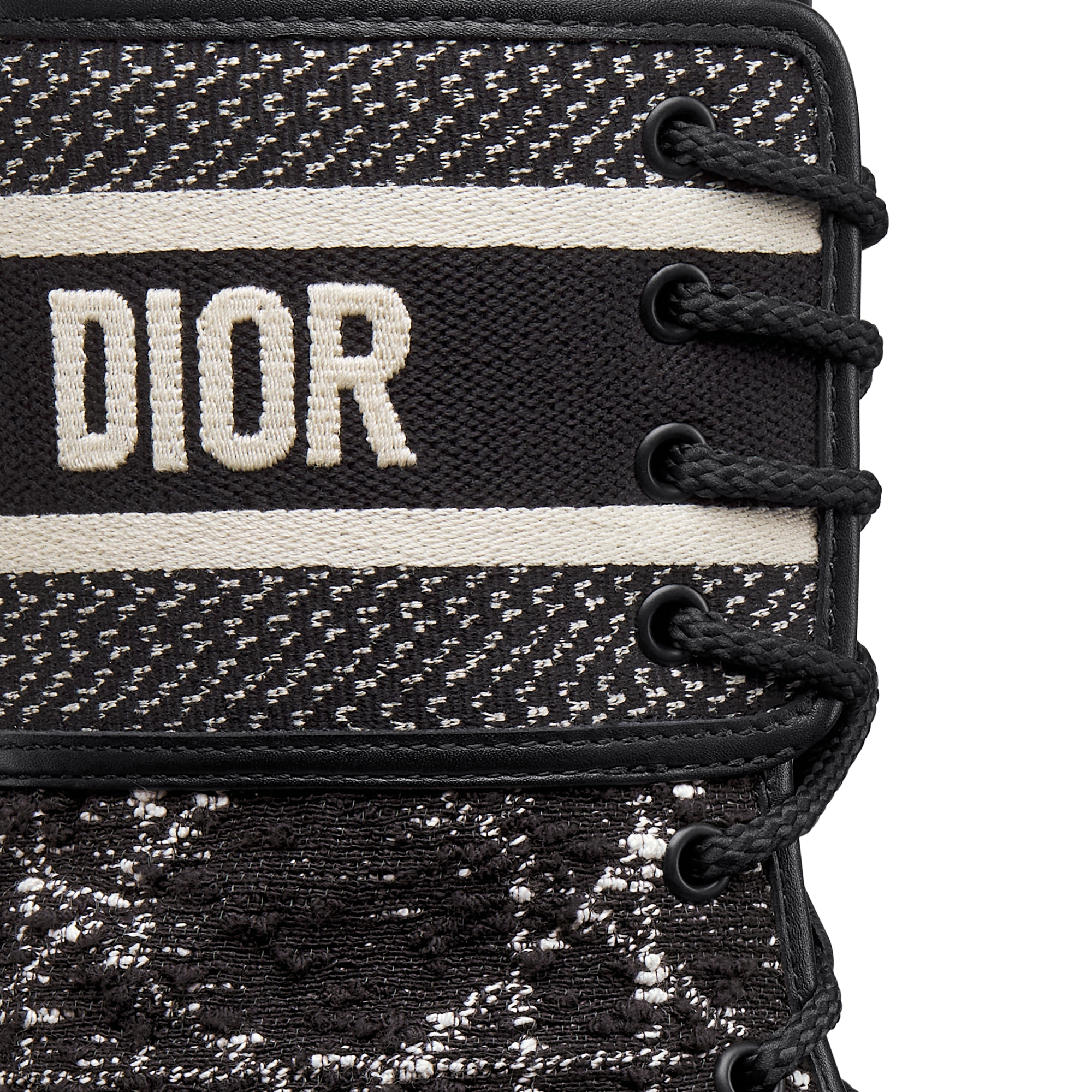 DMajor Ankle Boot Black and White Cannage Tweed and Black Calfskin DIOR