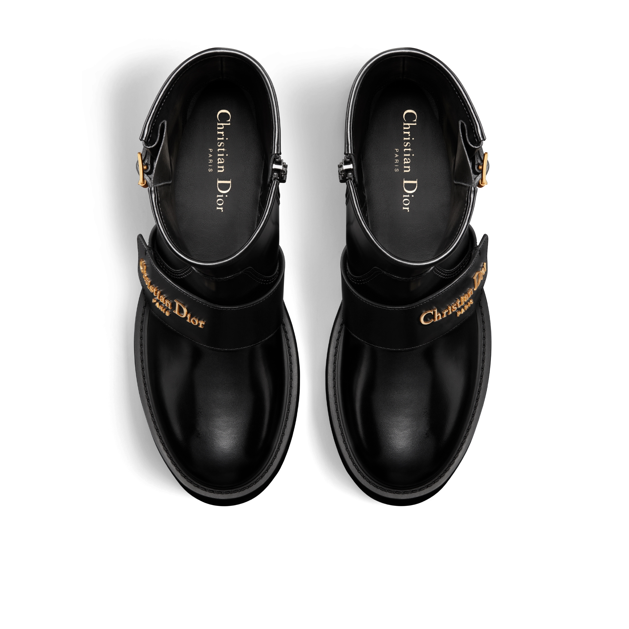 D-Quest 앵클 부츠 블랙 송아지 가죽 E06