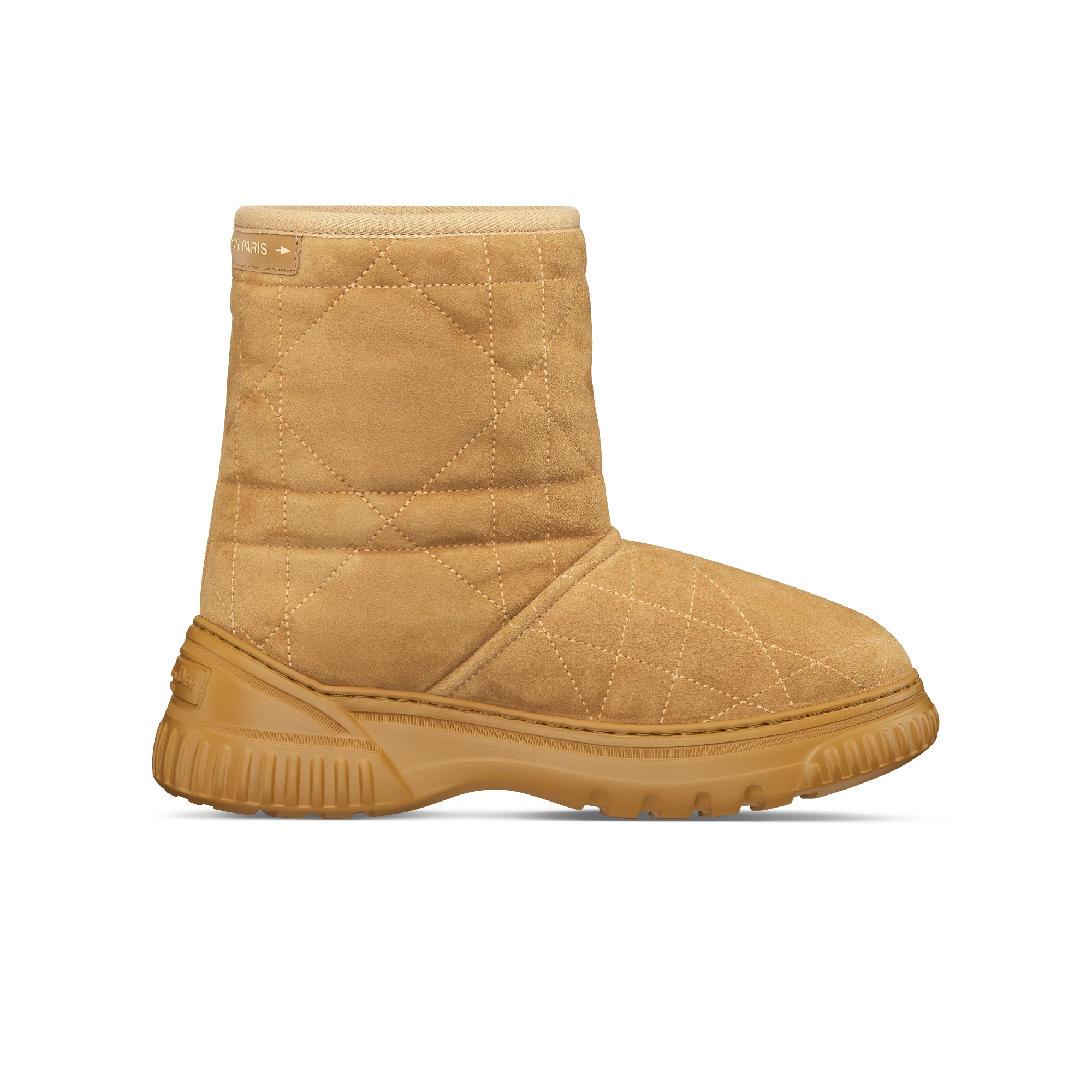 Dior Frost 앵클 부츠 카멜 까나쥬 스웨이드 & 에크루 양가죽 시어링 E02