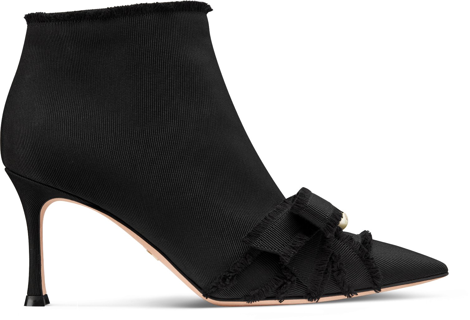 DIOR ADIORABLE SANDALS 25S IN BLACK FABRIC AND LAMBSKIN WITH PEARL DETAILING