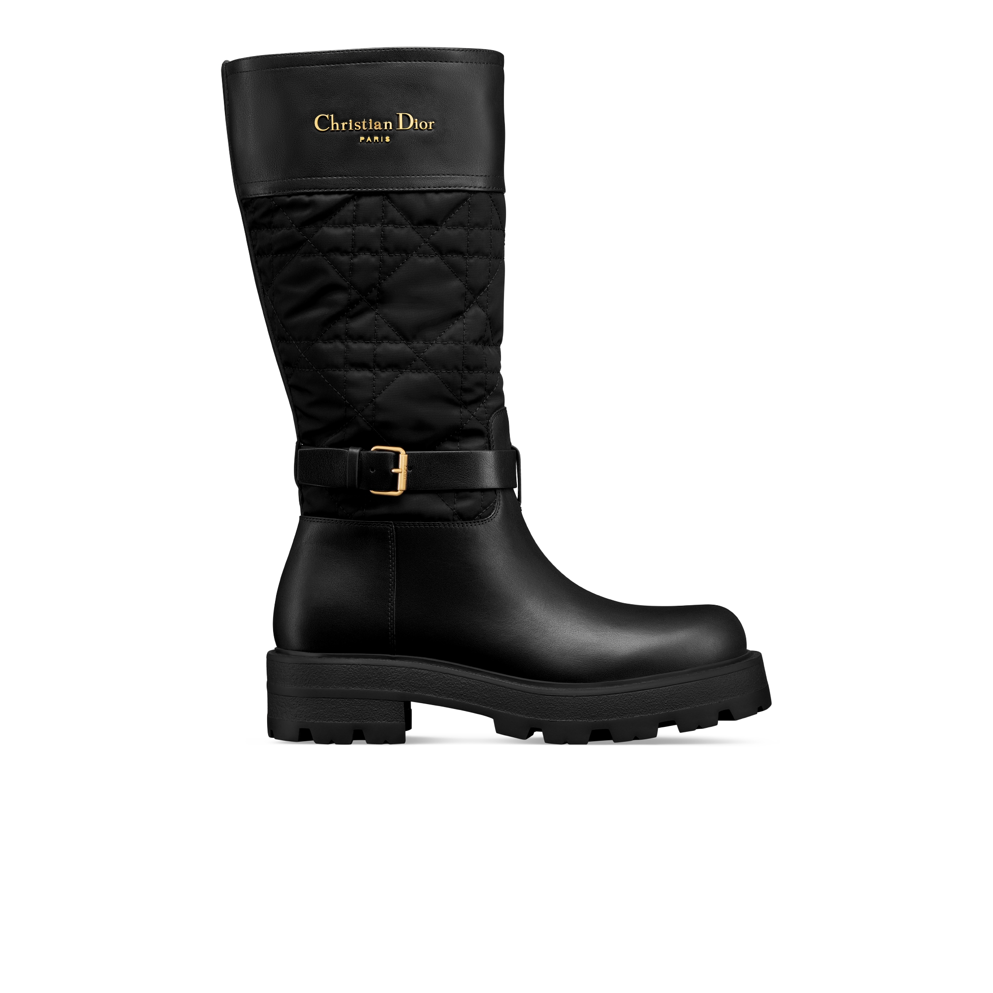 D-Town Boot Black Calfskin and Nylon with Embroidered Cannage Motif E02
