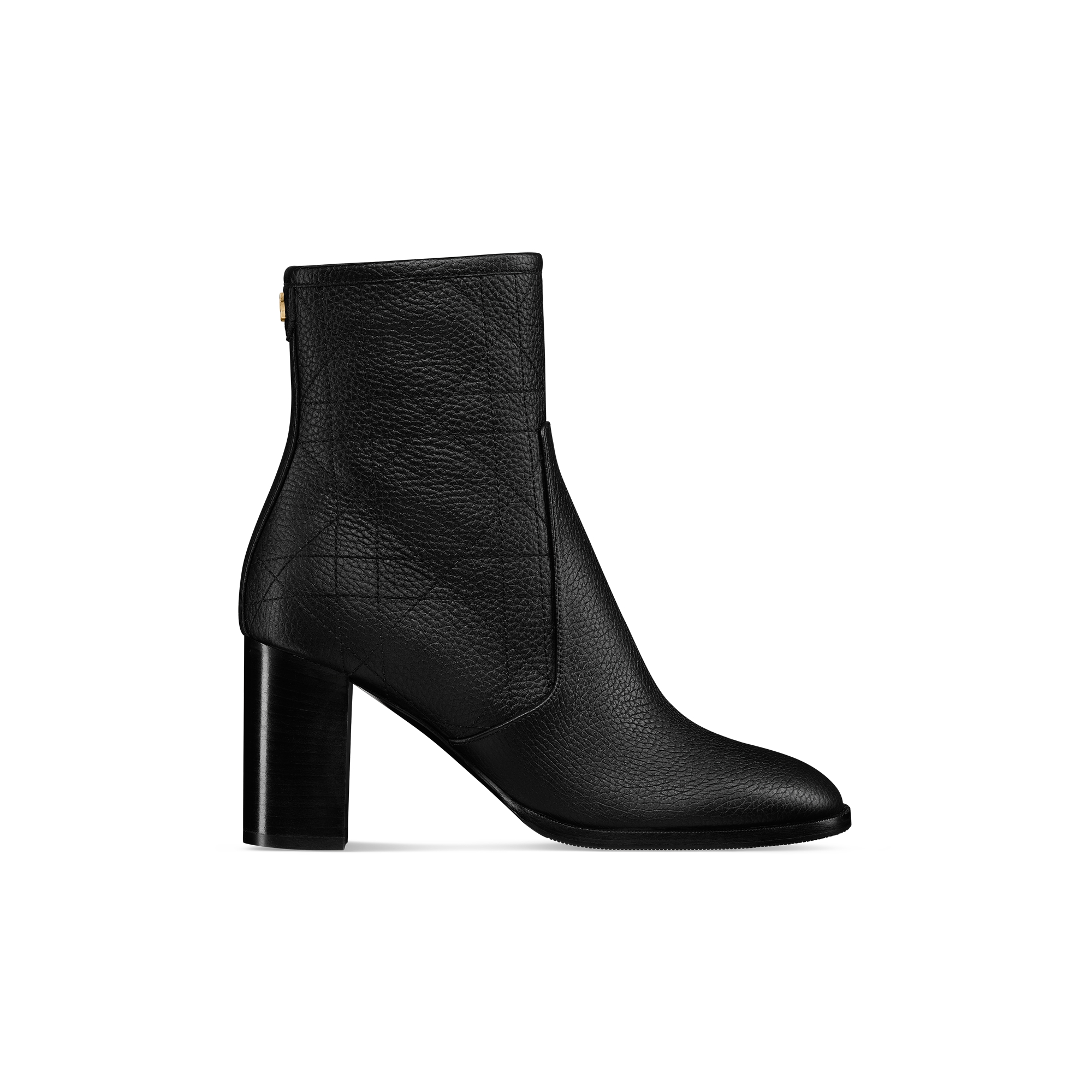 Dior Time Heeled Ankle Boot Black Grained Cannage Calfskin E02