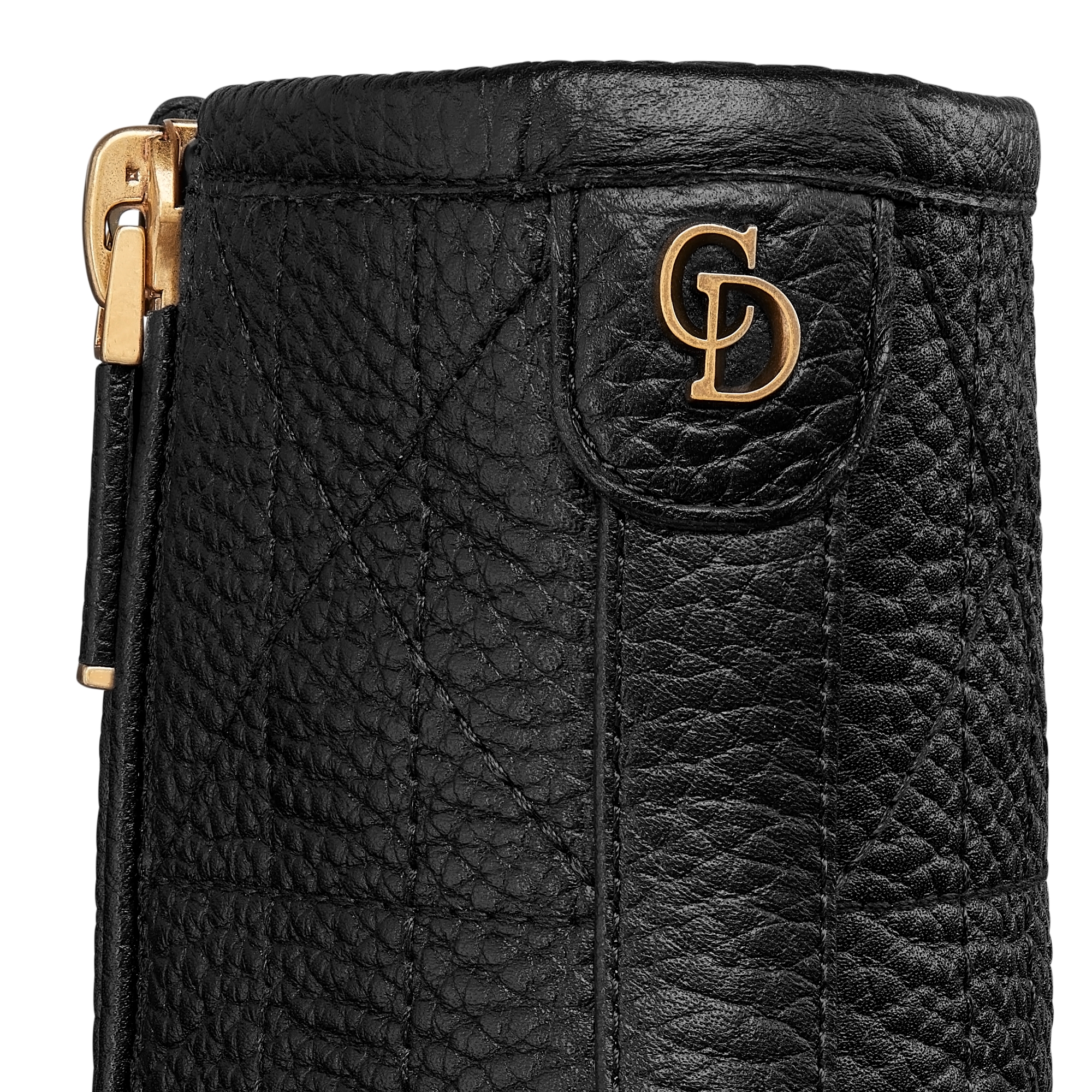 Dior Time Heeled Ankle Boot Black Grained Cannage Calfskin E09