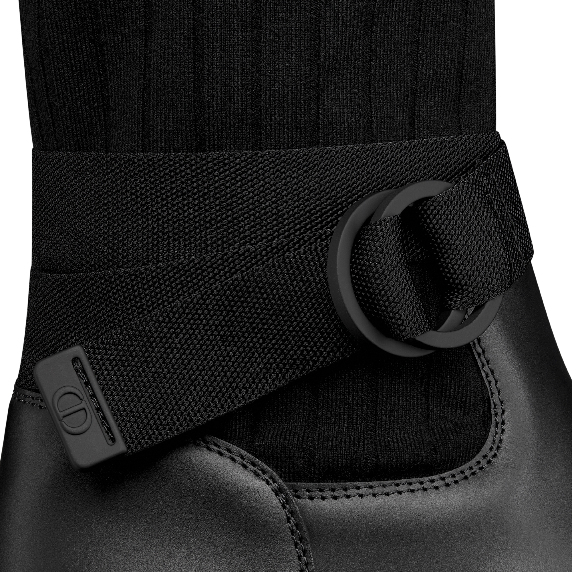 D-Major Boot Black Calfskin with Black and White Technical Knit E09