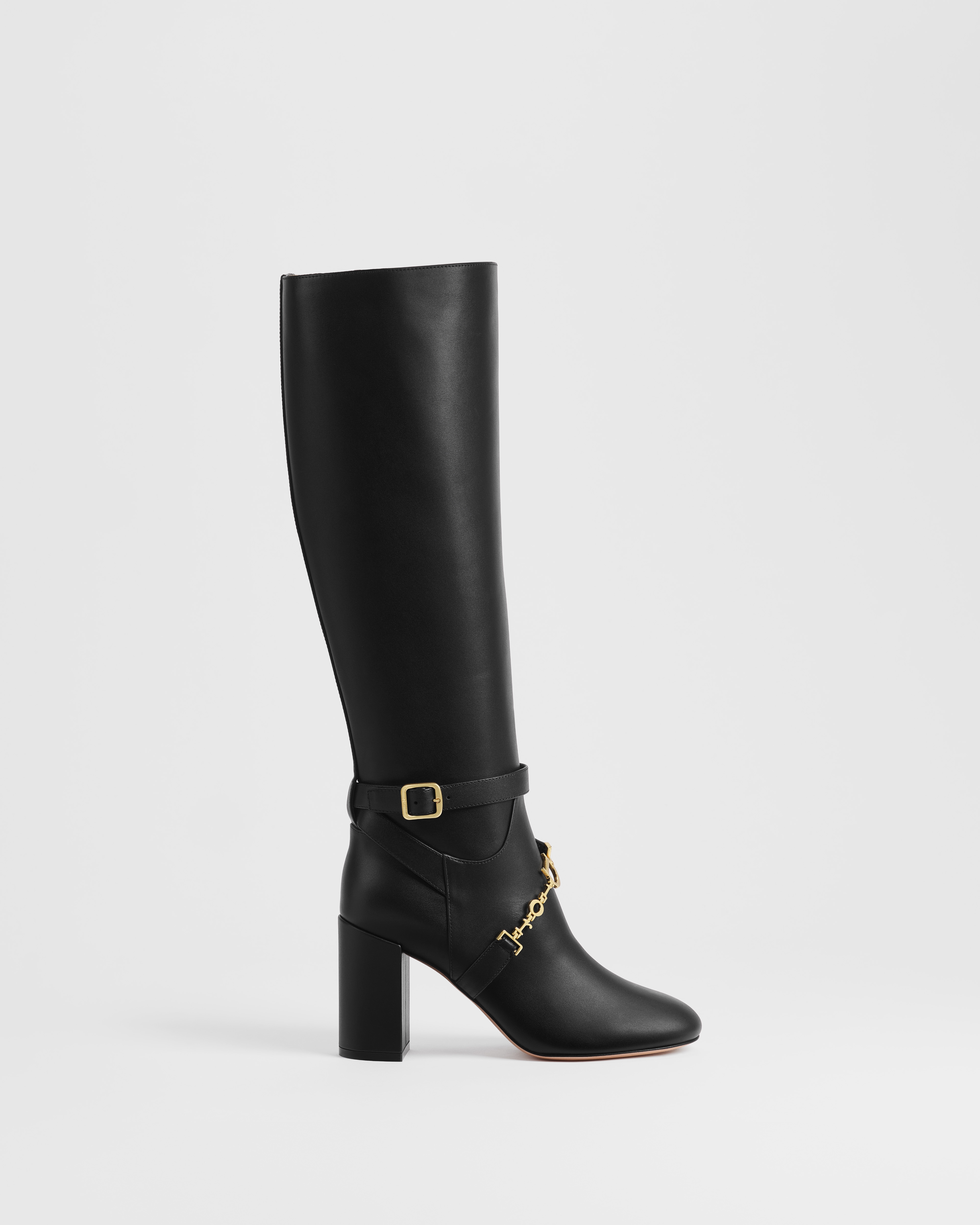 Diorly Heeled Boot Black Shiny Calfskin E02