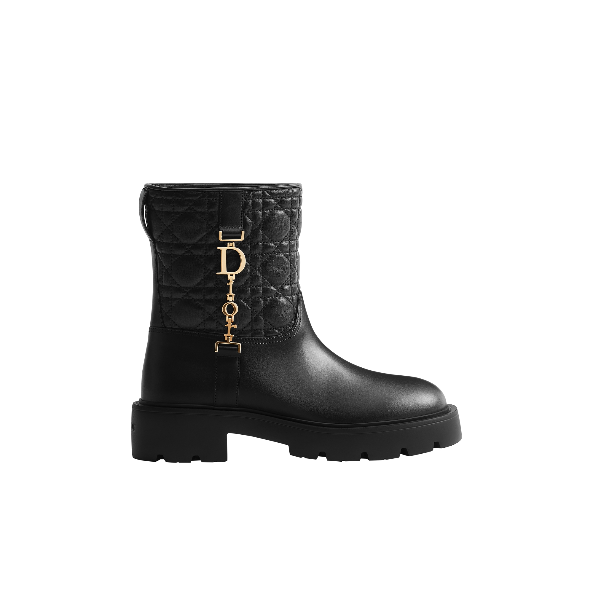 Diorly Ankle Boot Black Calfskin and Quilted Cannage Lambskin E02