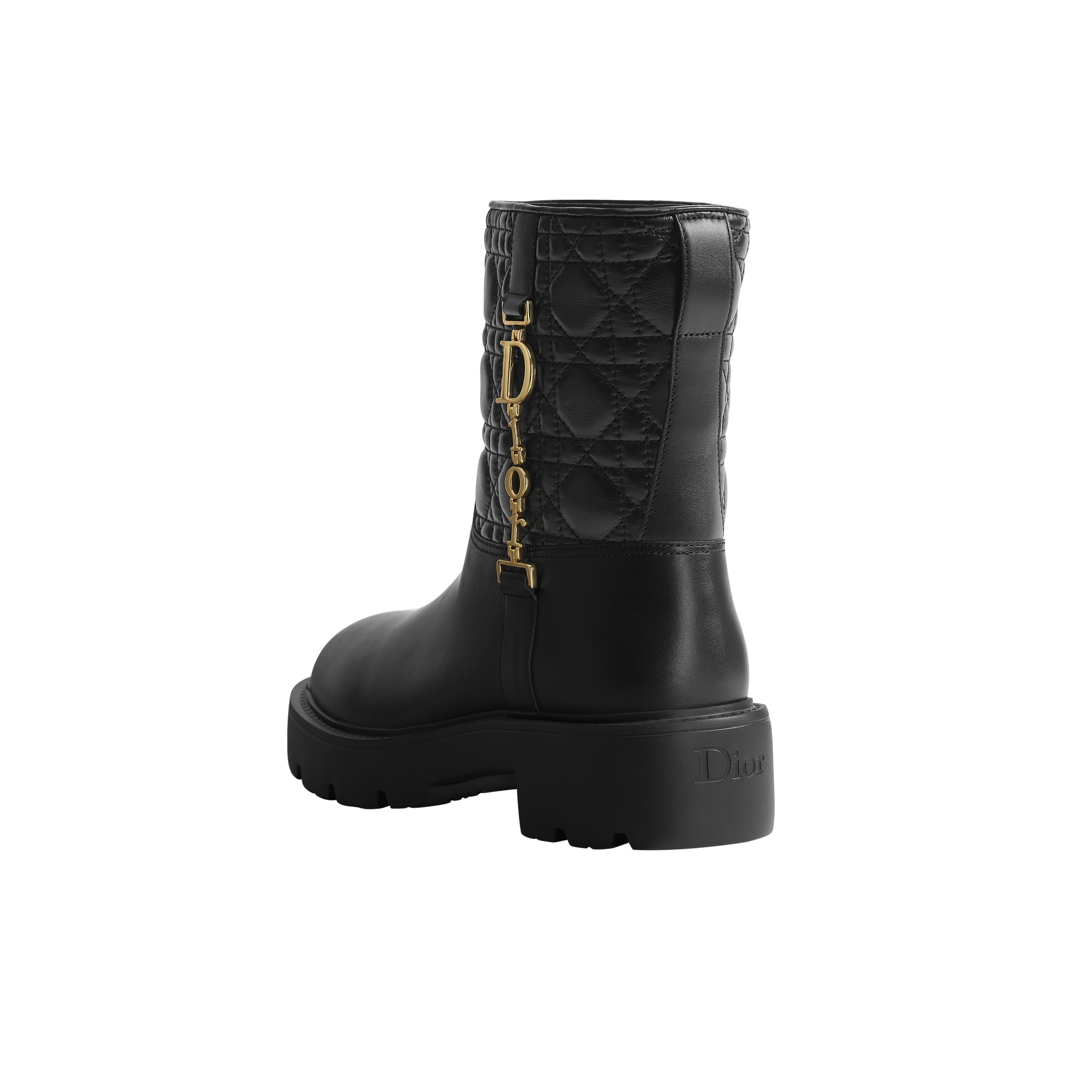 Diorly Ankle Boot Black Calfskin and Quilted Cannage Lambskin E08