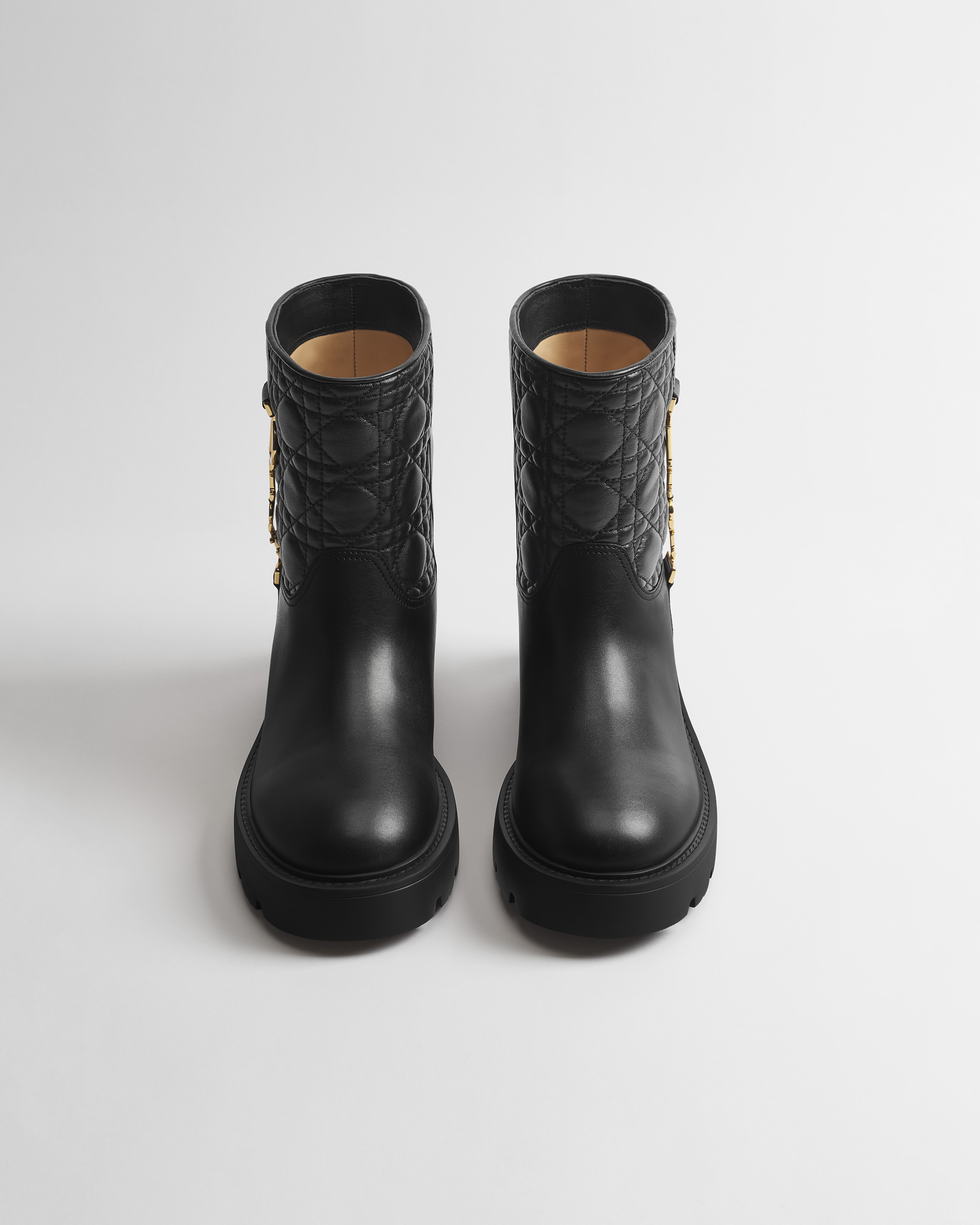 Diorly Ankle Boot Black Calfskin and Quilted Cannage Lambskin E06