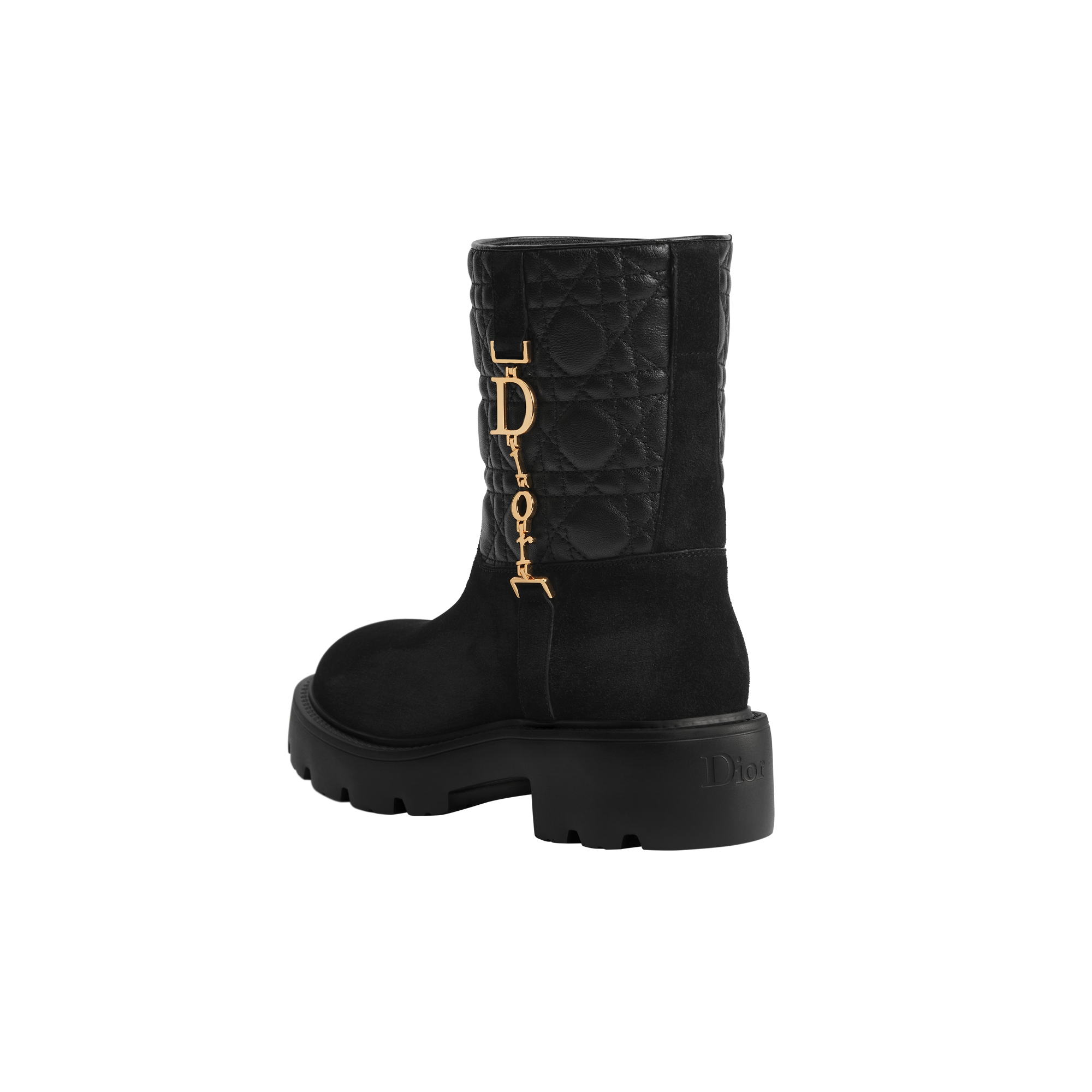 DiorAlps Diorly Ankle Boot Black Suede Calfskin and Black Quilted Cannage Lambskin E05