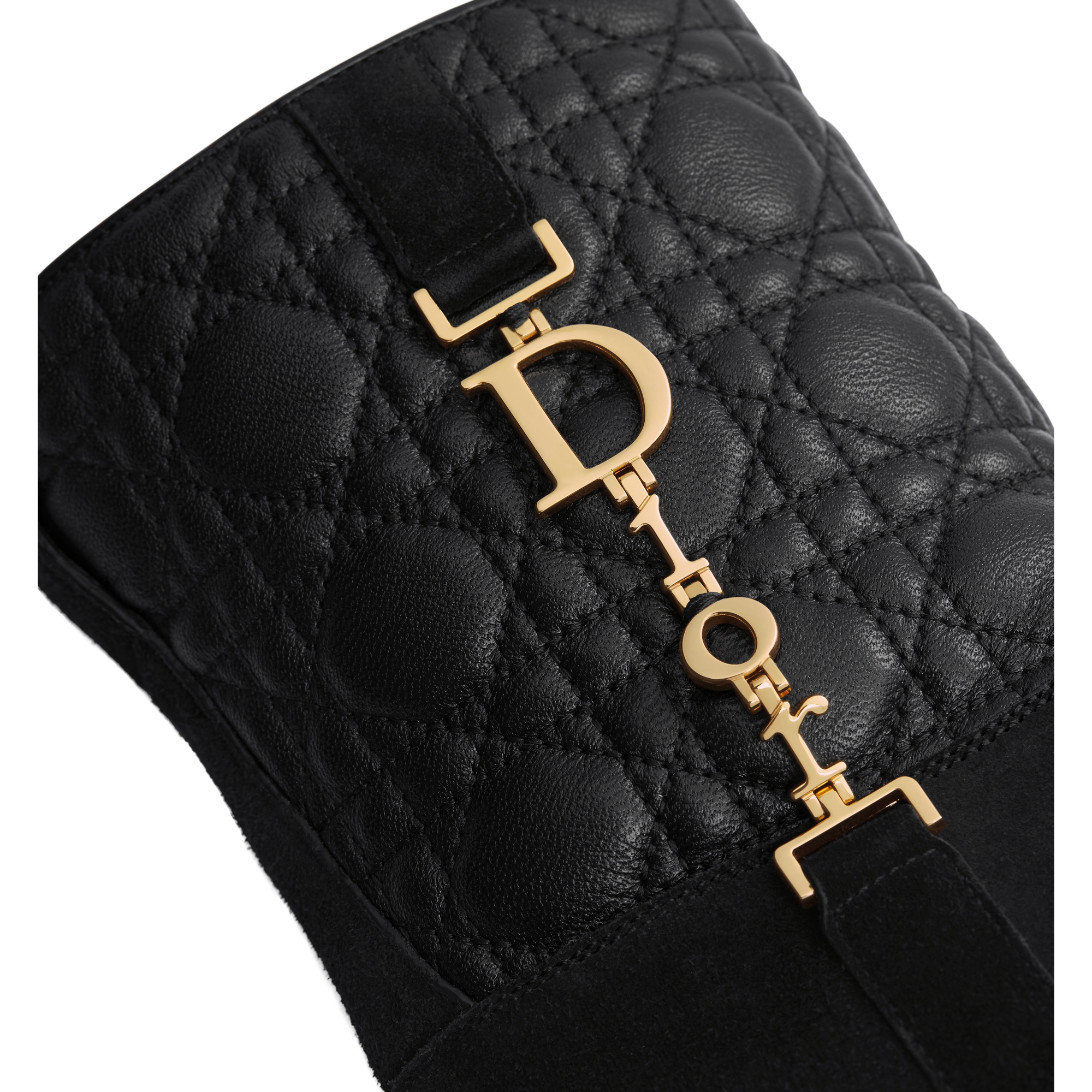 DiorAlps Diorly Ankle Boot Black Suede Calfskin and Black Quilted Cannage Lambskin E09