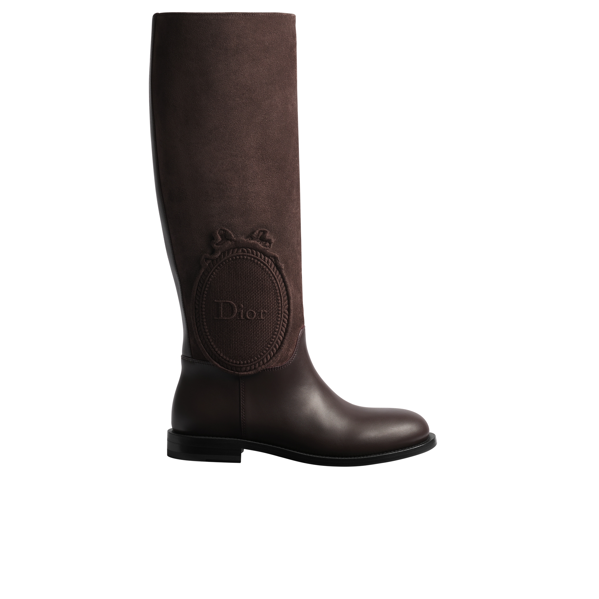 Dior Médaillon Boot Chocolate Brown Suede Calfskin and Calfskin E02
