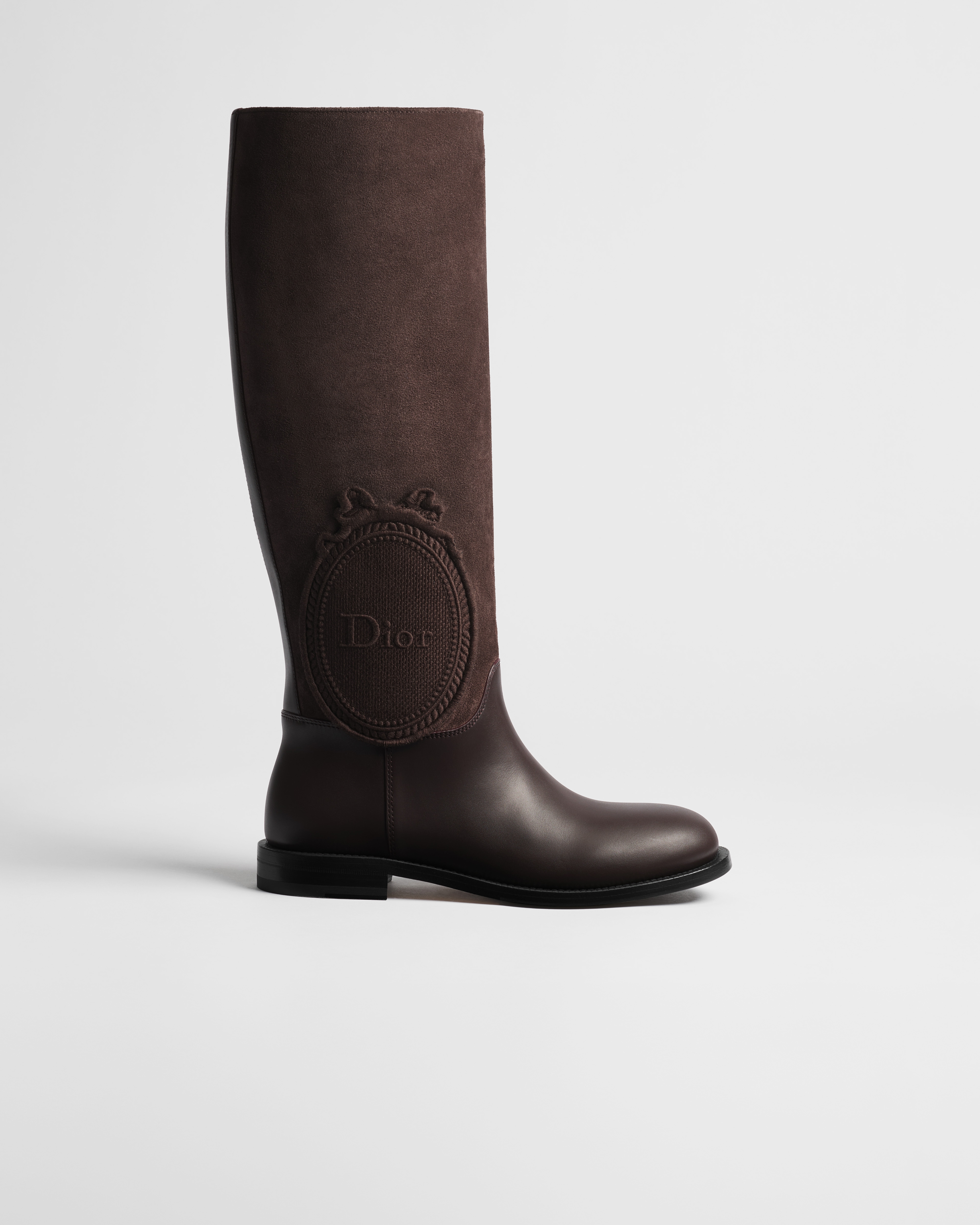Dior Médaillon Boot Chocolate Brown Suede Calfskin and Calfskin E02