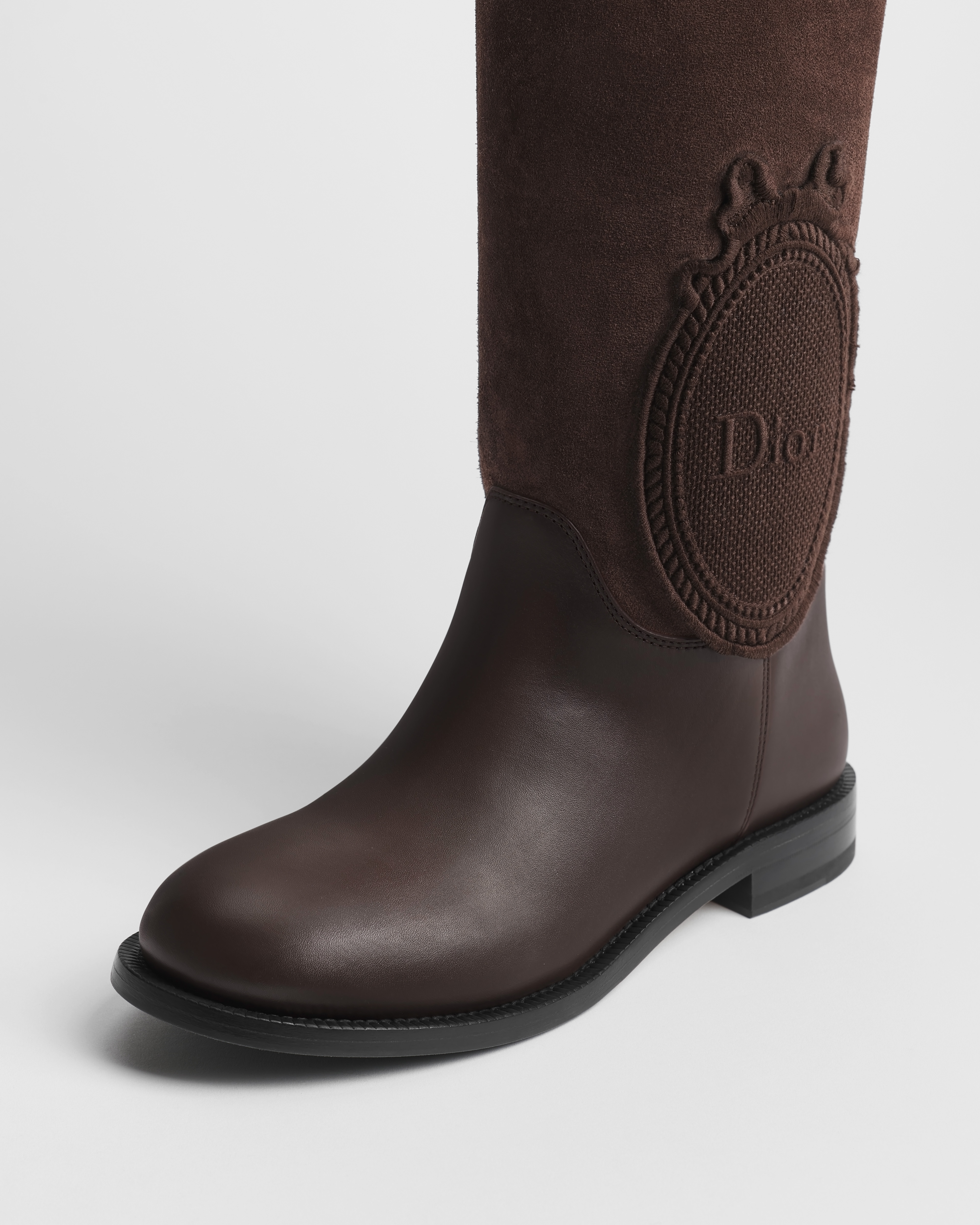 Dior Médaillon Boot Chocolate Brown Suede Calfskin and Calfskin E09