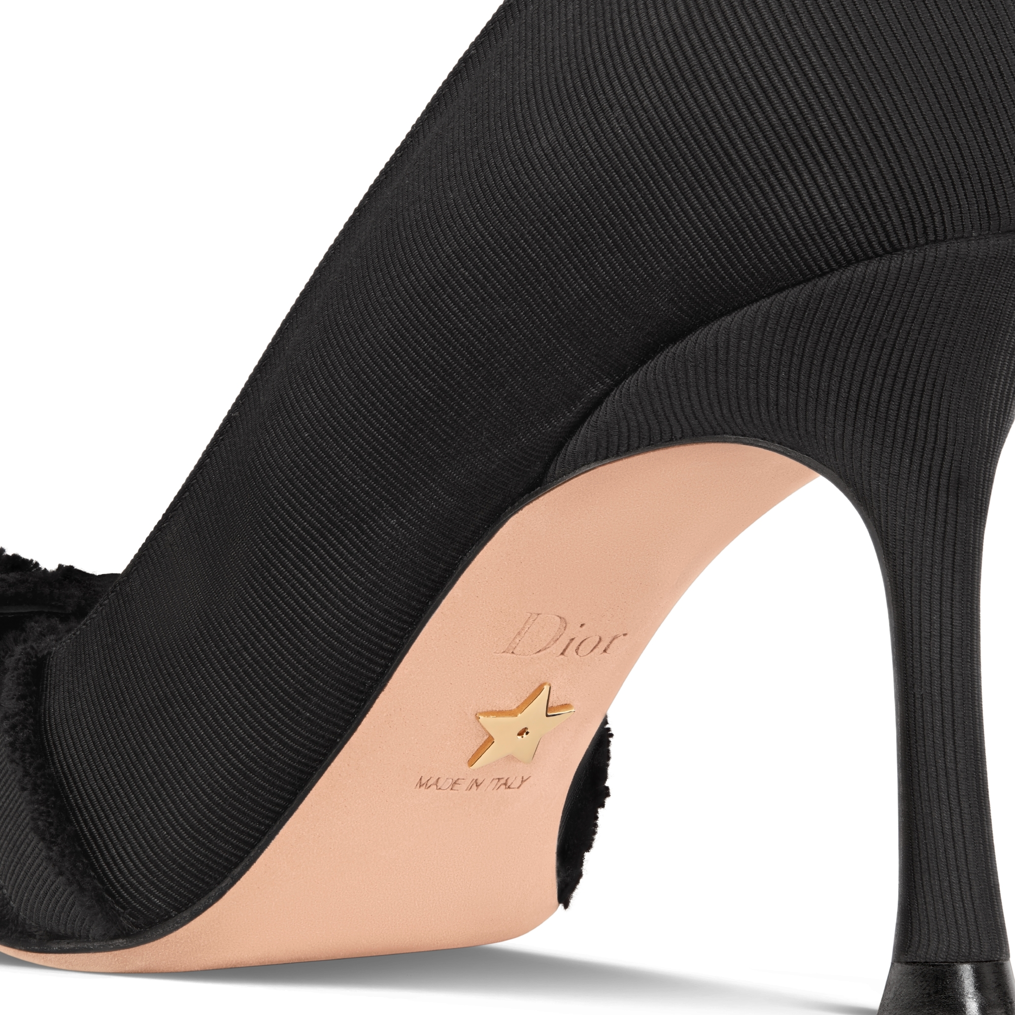 Adiorable Pump Black Fringed Grosgrain E09