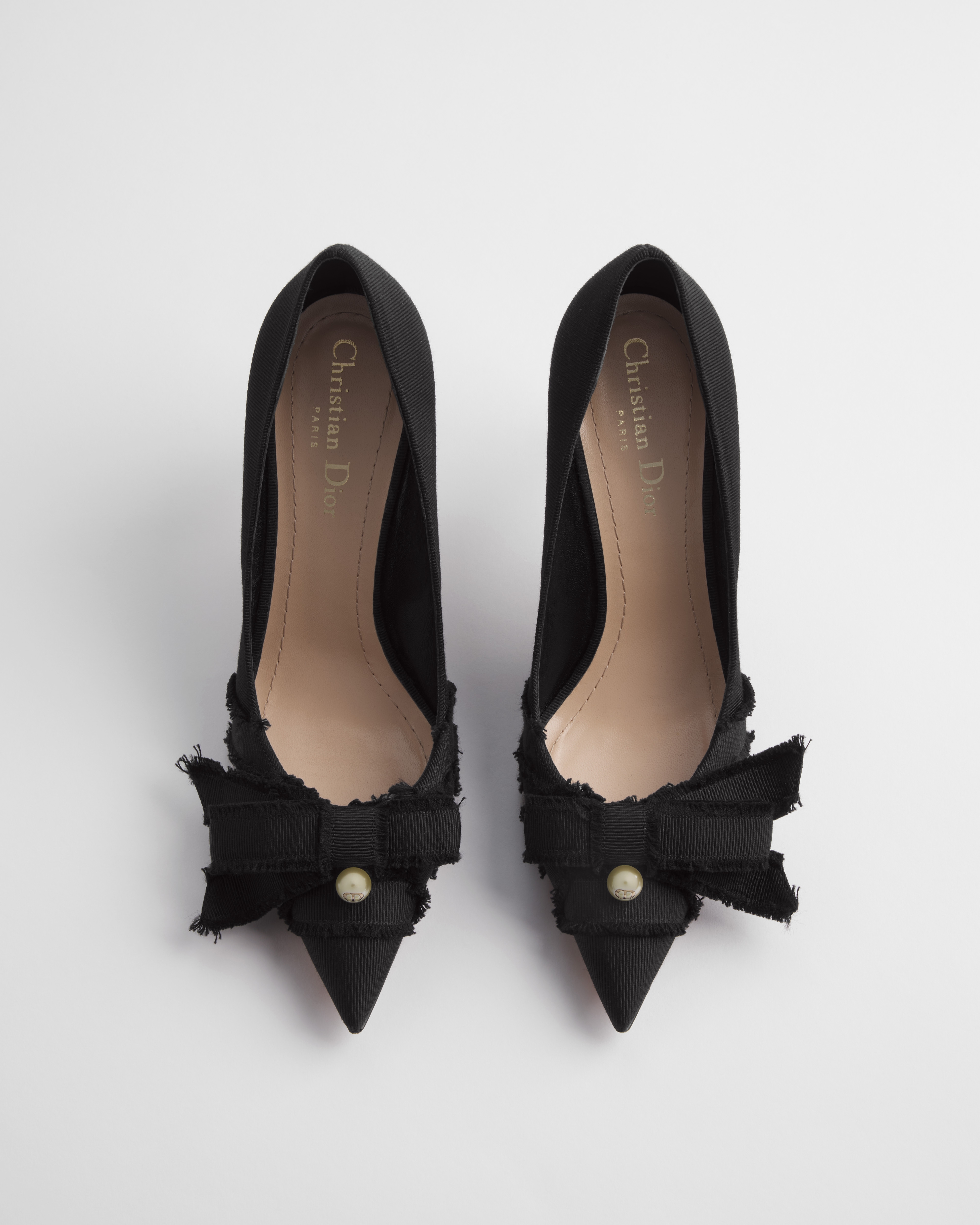 Adiorable Pump Black Fringed Grosgrain E06