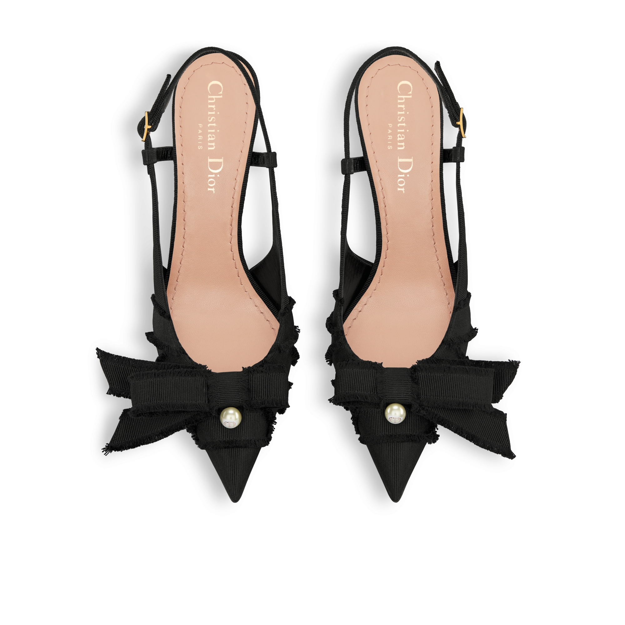 Adiorable Slingback Pump Black Fringed Grosgrain E06